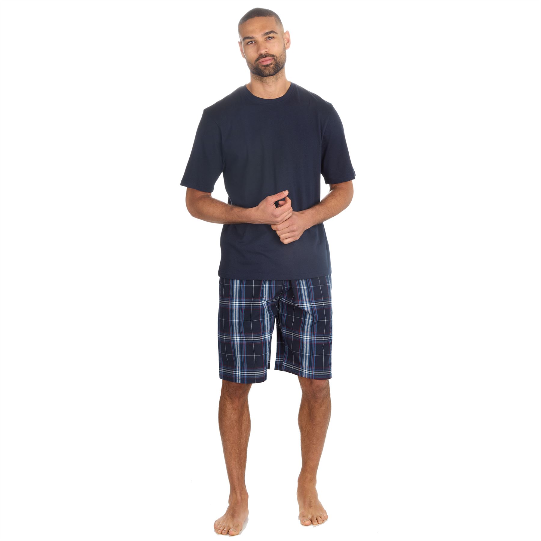 Mens Short Pyjamas Jersey Cotton Short Sleeve Pyjama Set Loose Nightwear PJs - Picture 33 of 46