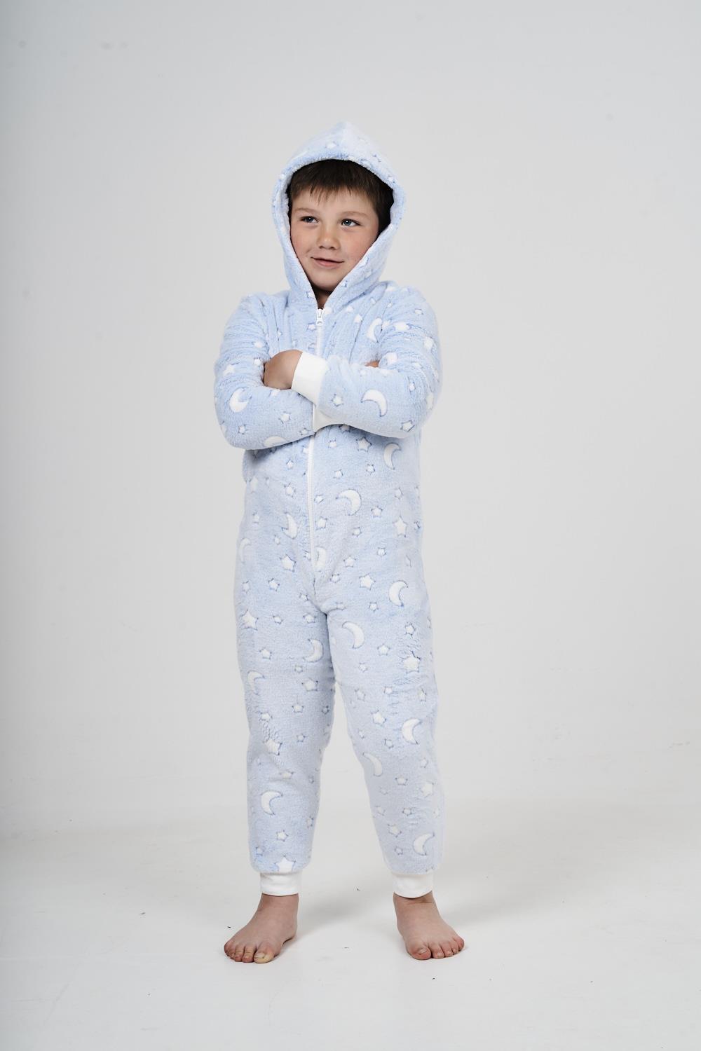 Kids Novelty Animal 1Onezie Soft Coral Fleece 3D All in One Sleepsuit with Hood - Picture 57 of 88