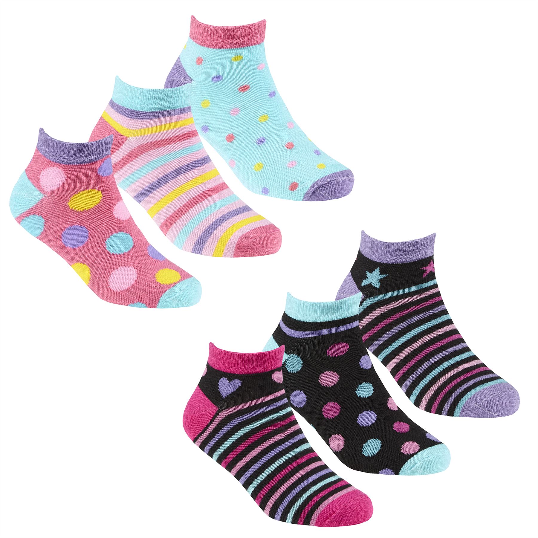 Kids Bamboo Trainer Socks Boys Girls Childrens Pattern Liner Sock 6 Pairs - Picture 6 of 9