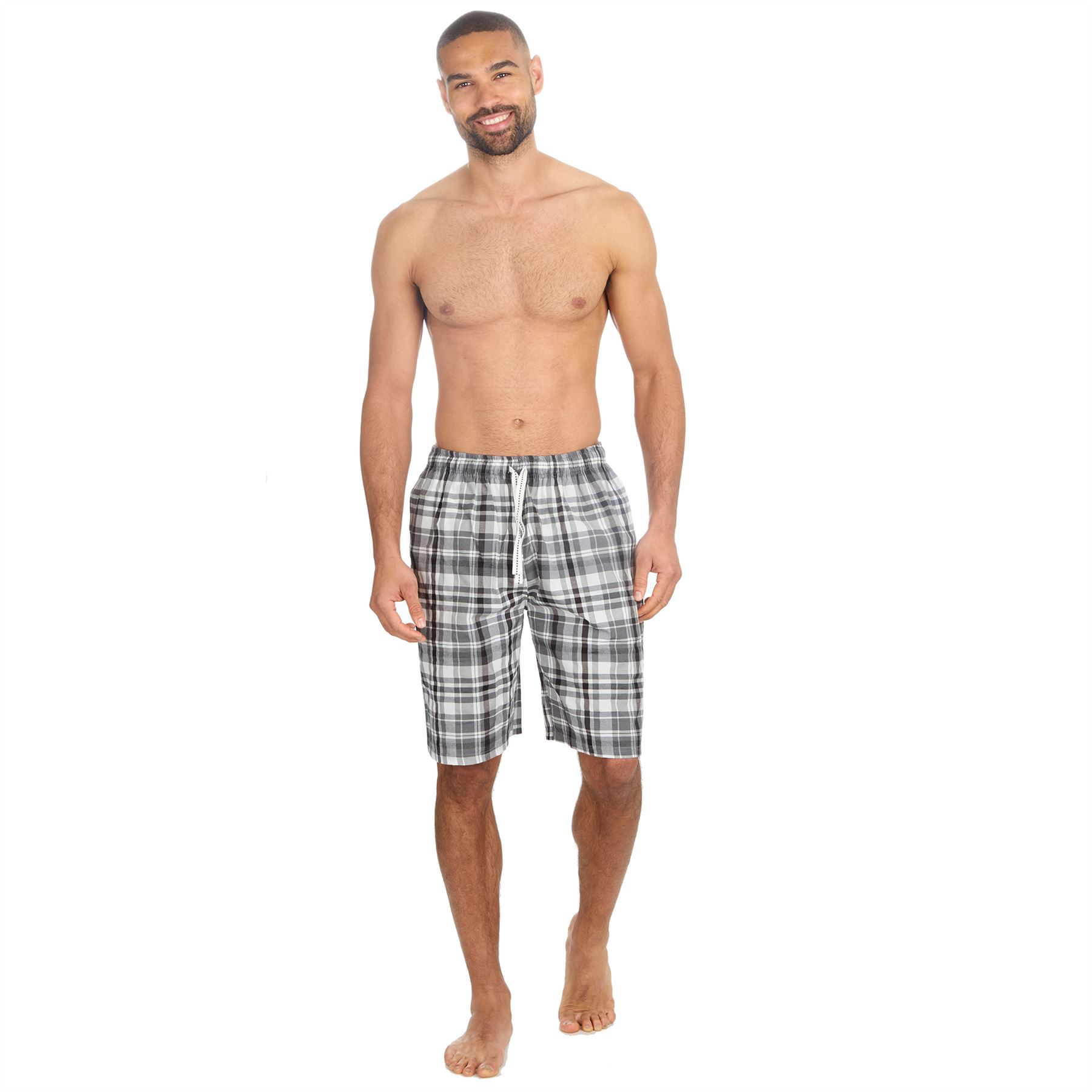 Mens Pyjama Shorts Woven Check Short Pyjamas Bottoms Pants Nightwear - Picture 8 of 35