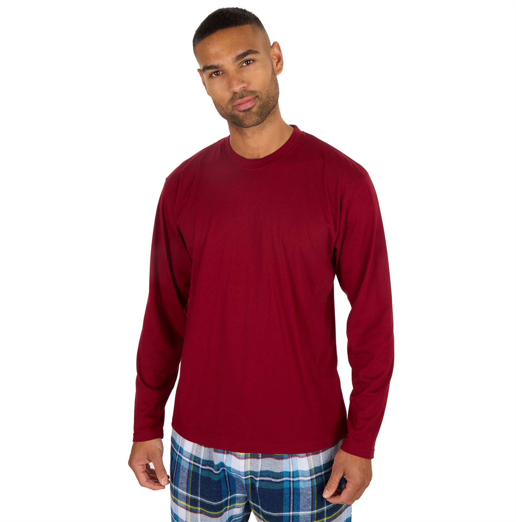 Mens Pyjama Set Adults Jersey & Flannel Cotton Blend Long Sleeve Lounge Pyjamas - Picture 12 of 25