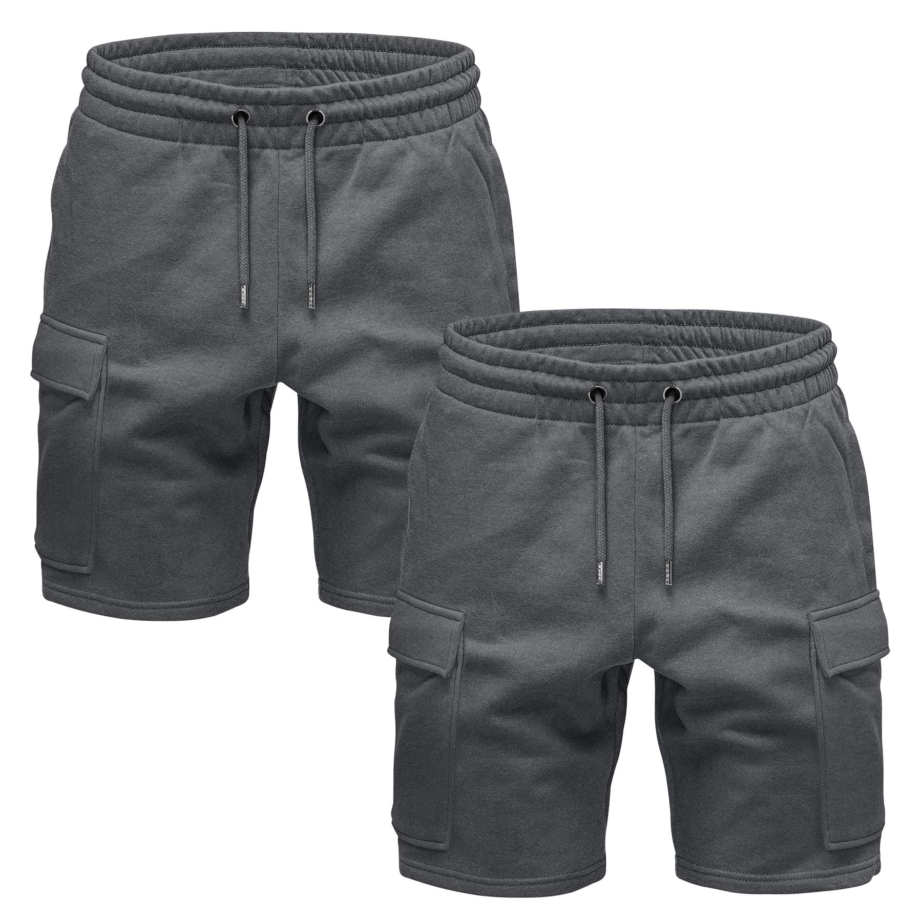 2 Pack Cargo Combat Fleece Shorts for Mens Summer Knee Length Gym Short Pants - Picture 4 of 6