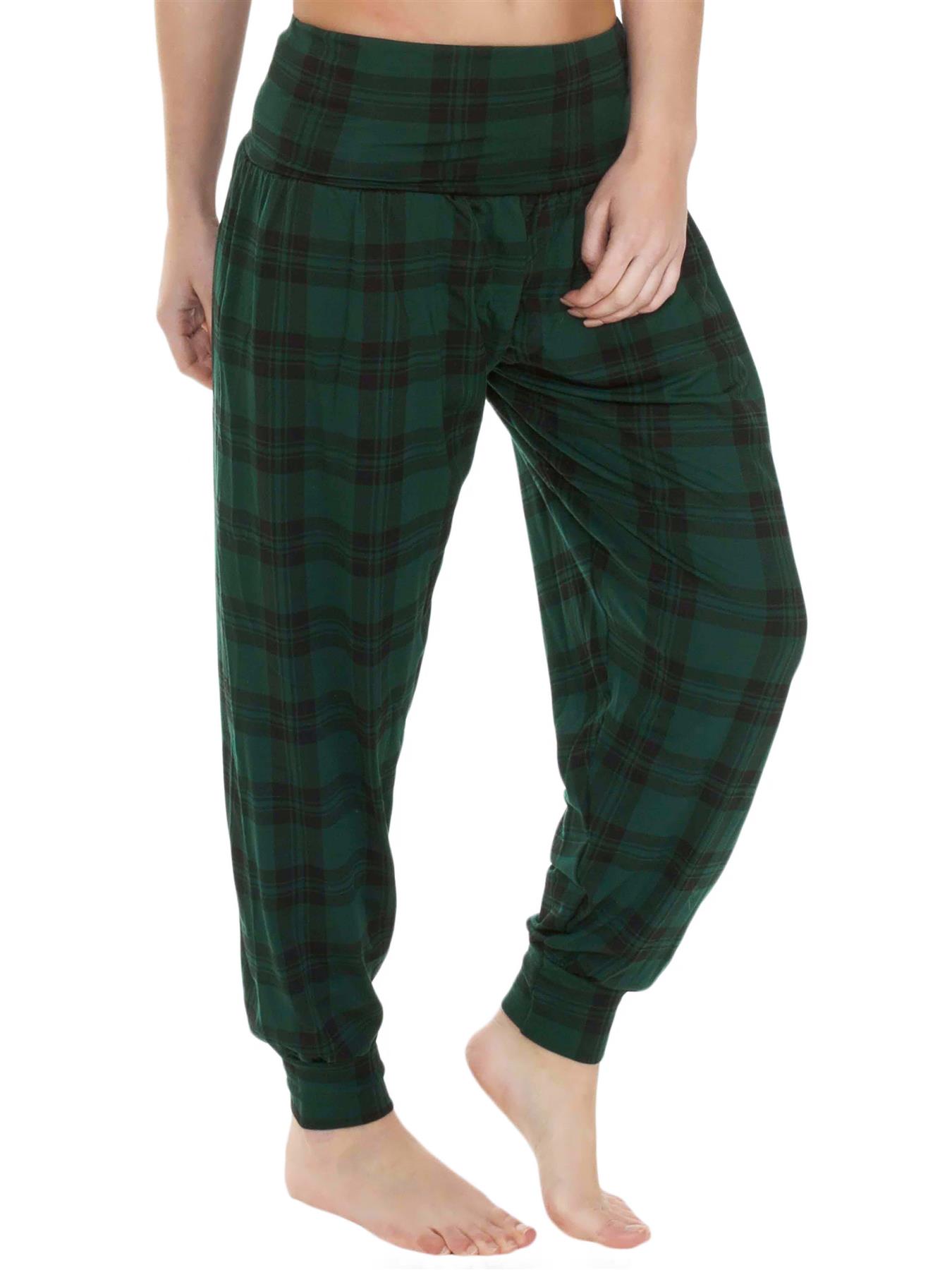 Womens Tartan Print Loose Baggy Style Long Pant Ali Baba Harem Trouser Plus Size - Picture 8 of 20