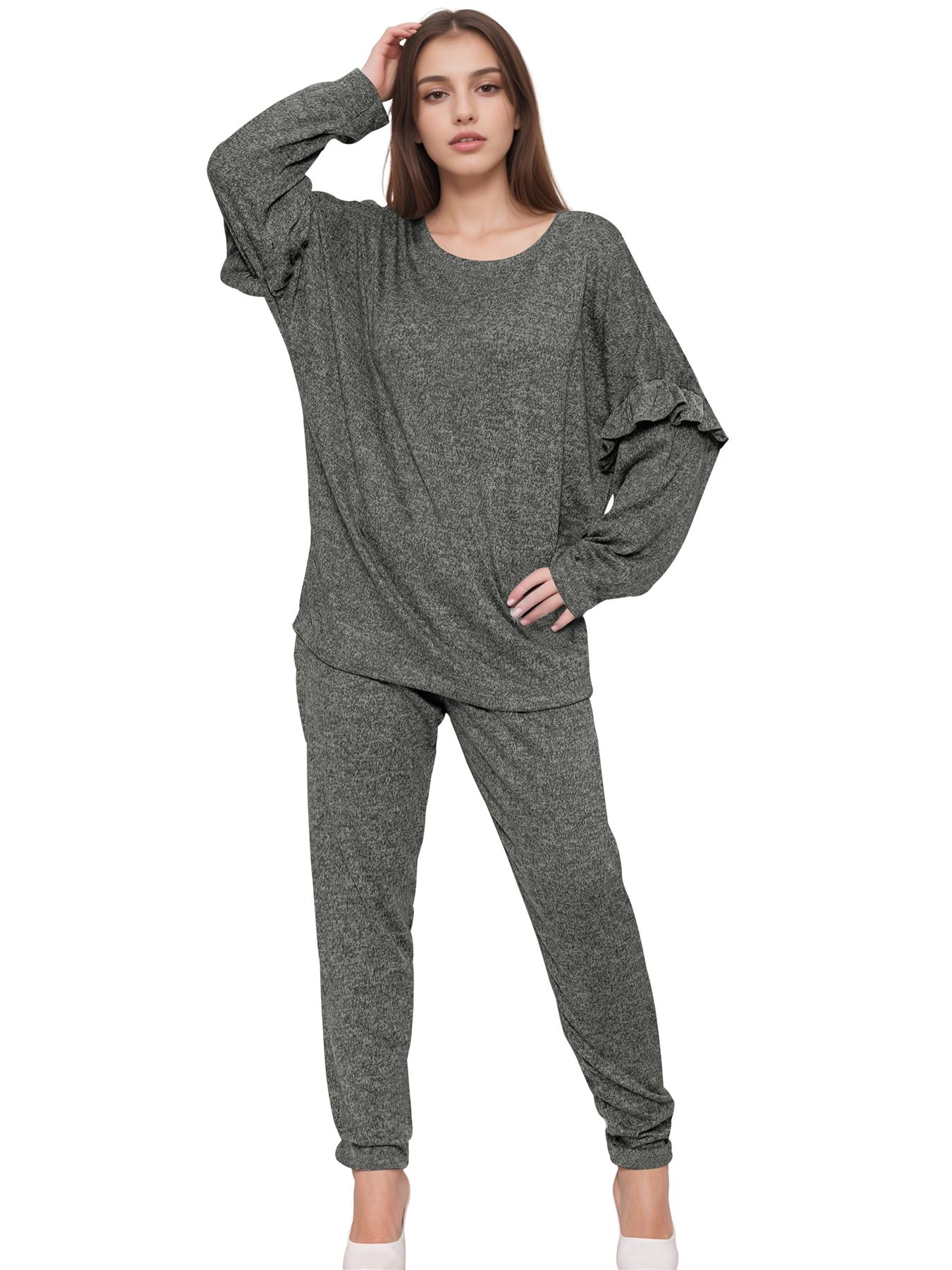 2 Piece Ladies Italian Activewear Tracksuit Summer Casual Long Sleeve Crew Neck - Picture 19 of 38