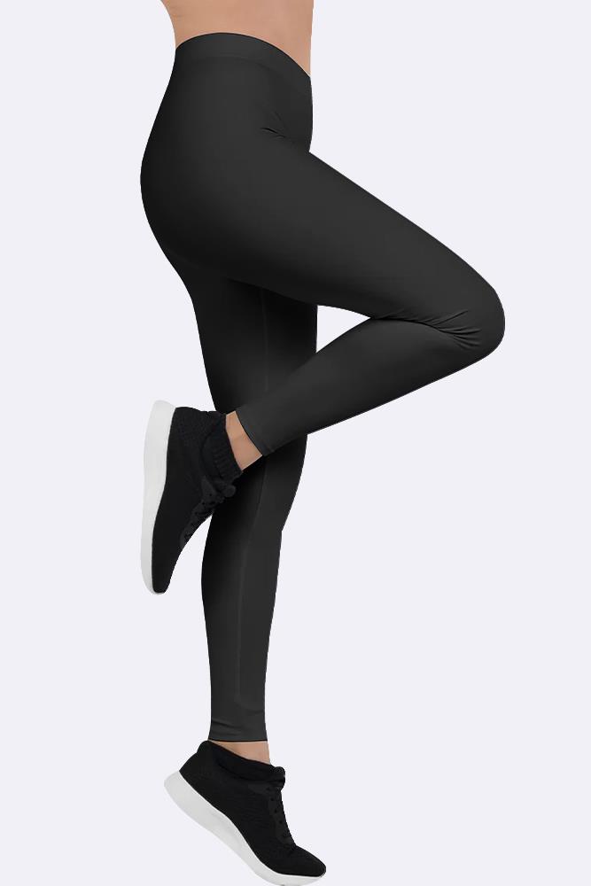 Womens Leggings Ladies LINED Black Tummy Control High Waist Size New Plain LOT - Picture 3 of 8