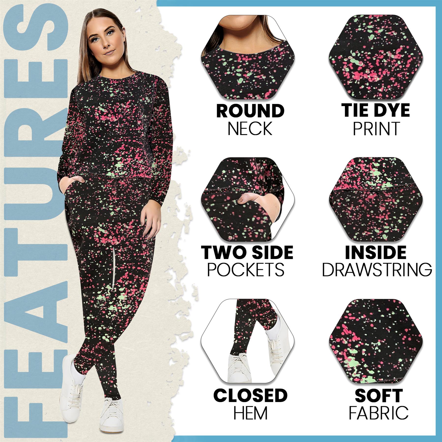 Womens Long Sleeve Plain Lounge Wear Set Ladies Casual Comfy Two Piece Tracksuit - Picture 12 of 27