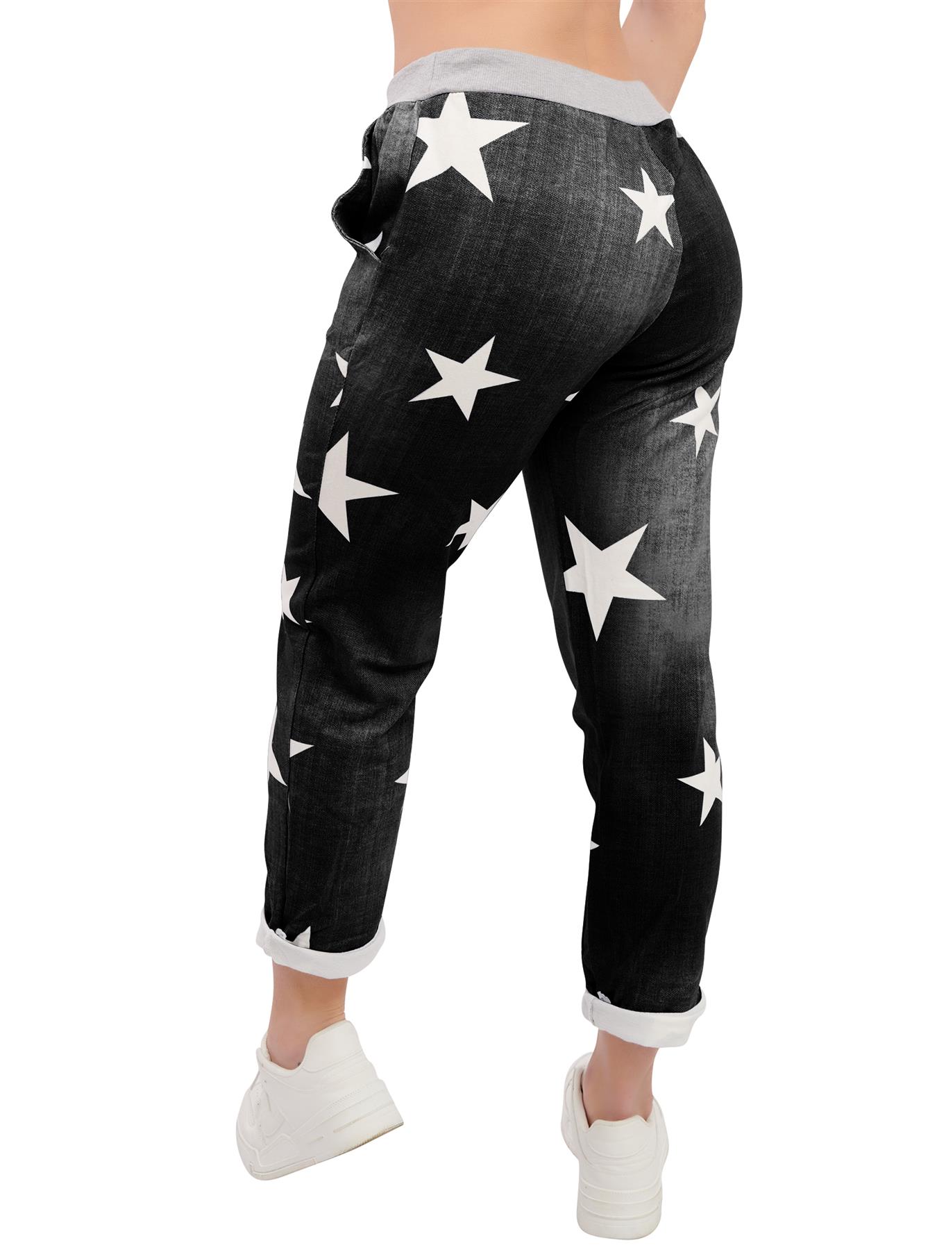 Women’s Italian Floral Print Joggers Cotton Stretch Trousers Magic Pants Jeans - Picture 8 of 29