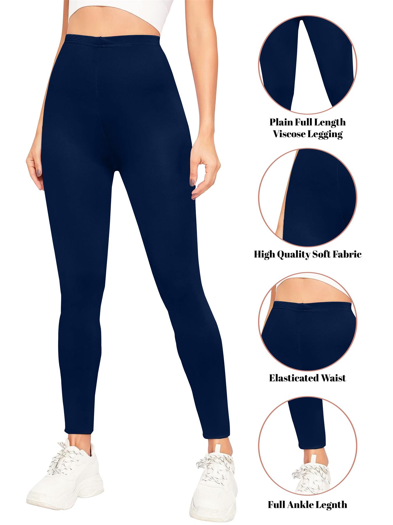 Womens Plain High Waist Leggings Trouser Fitness Gym Yoga Comfy Leggings Lot - Picture 33 of 68