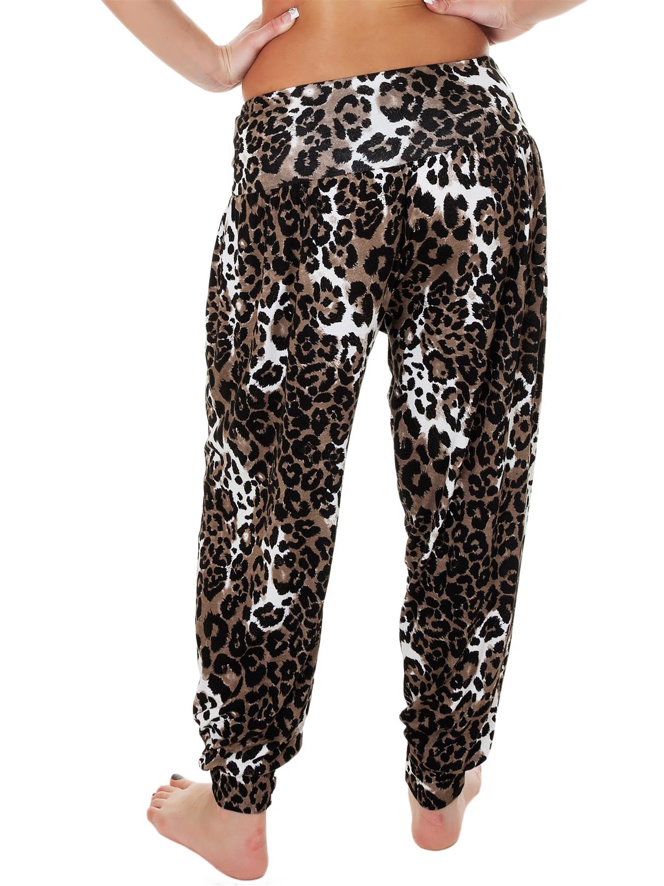 Womens Harem trouser Brown Cheetah Print Ali Baggy Ladies Hareem Pants - Picture 5 of 5