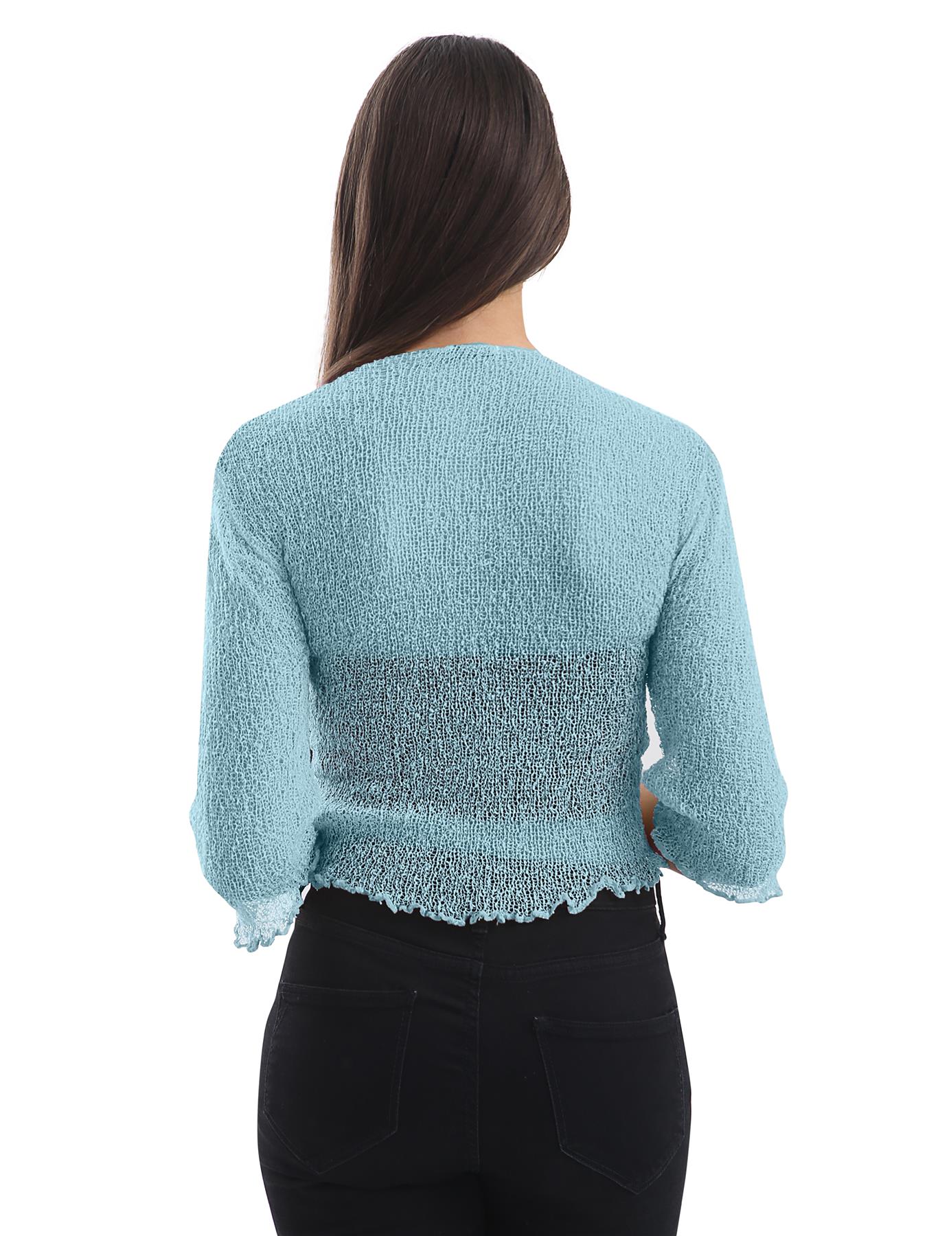 Womens Tie Up Open Front Shrug Ladies Knitted Cropped Bolero beach summer Top - Picture 97 of 169