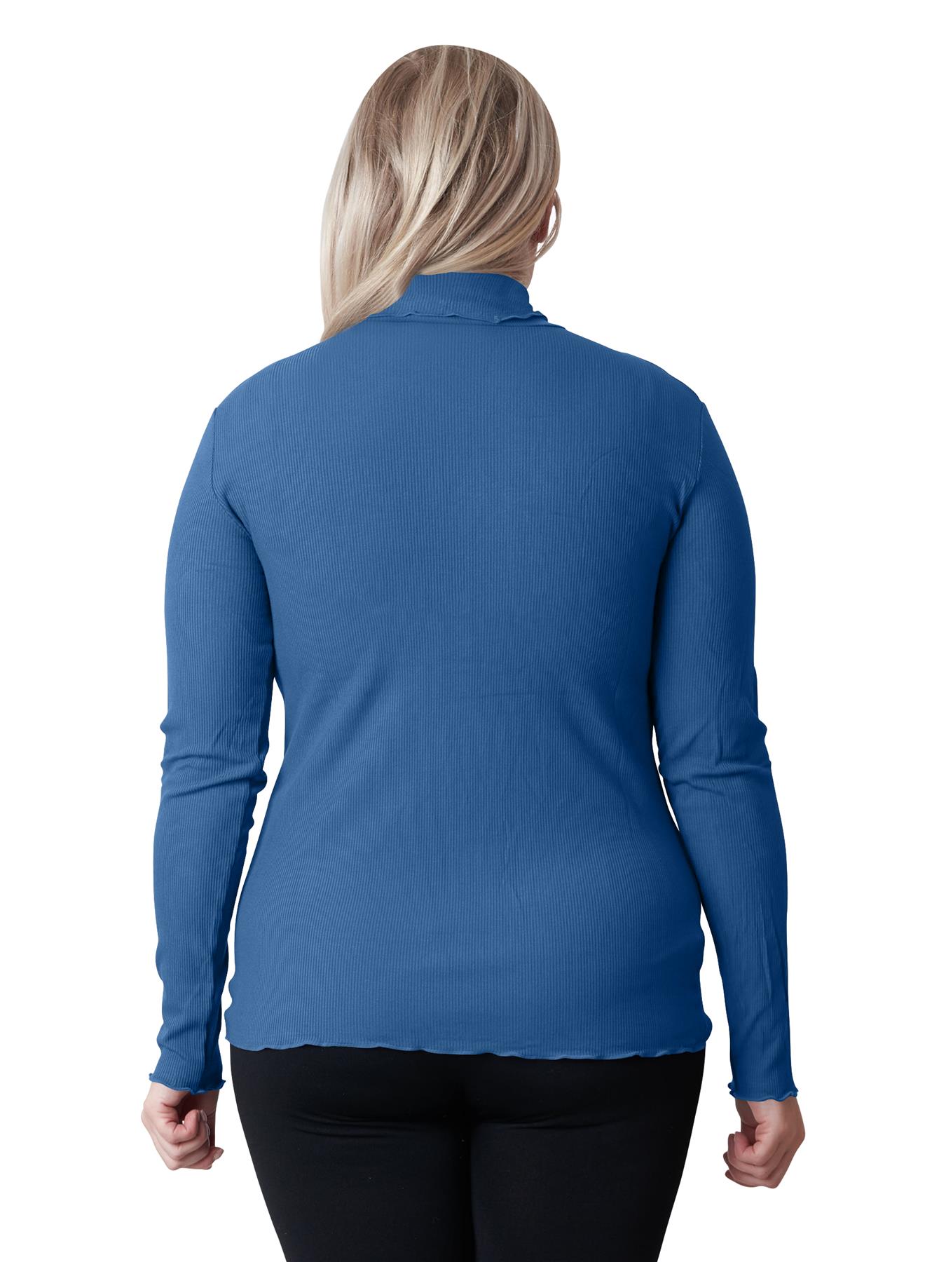 Women's Ribbed Crop Top Viscose Long Sleeve Summer Plain Roll Neck Jumper - Picture 33 of 45