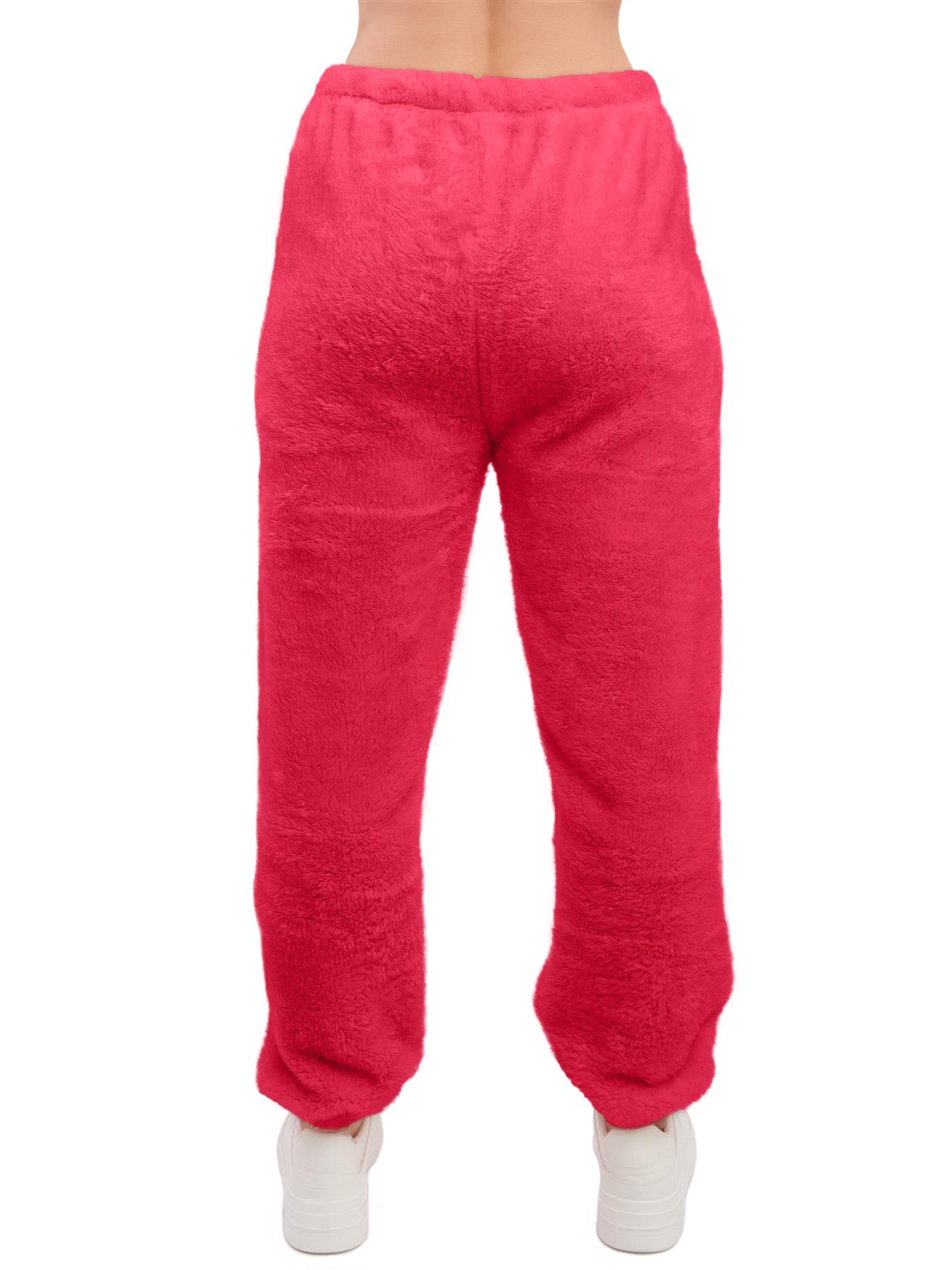 Mujeres Peluche Polar Joggers Invierno Suelto Dobladillo Cierre Damas Ropa de Salón Pantalón Reino Unido - Imagen 26 de 29