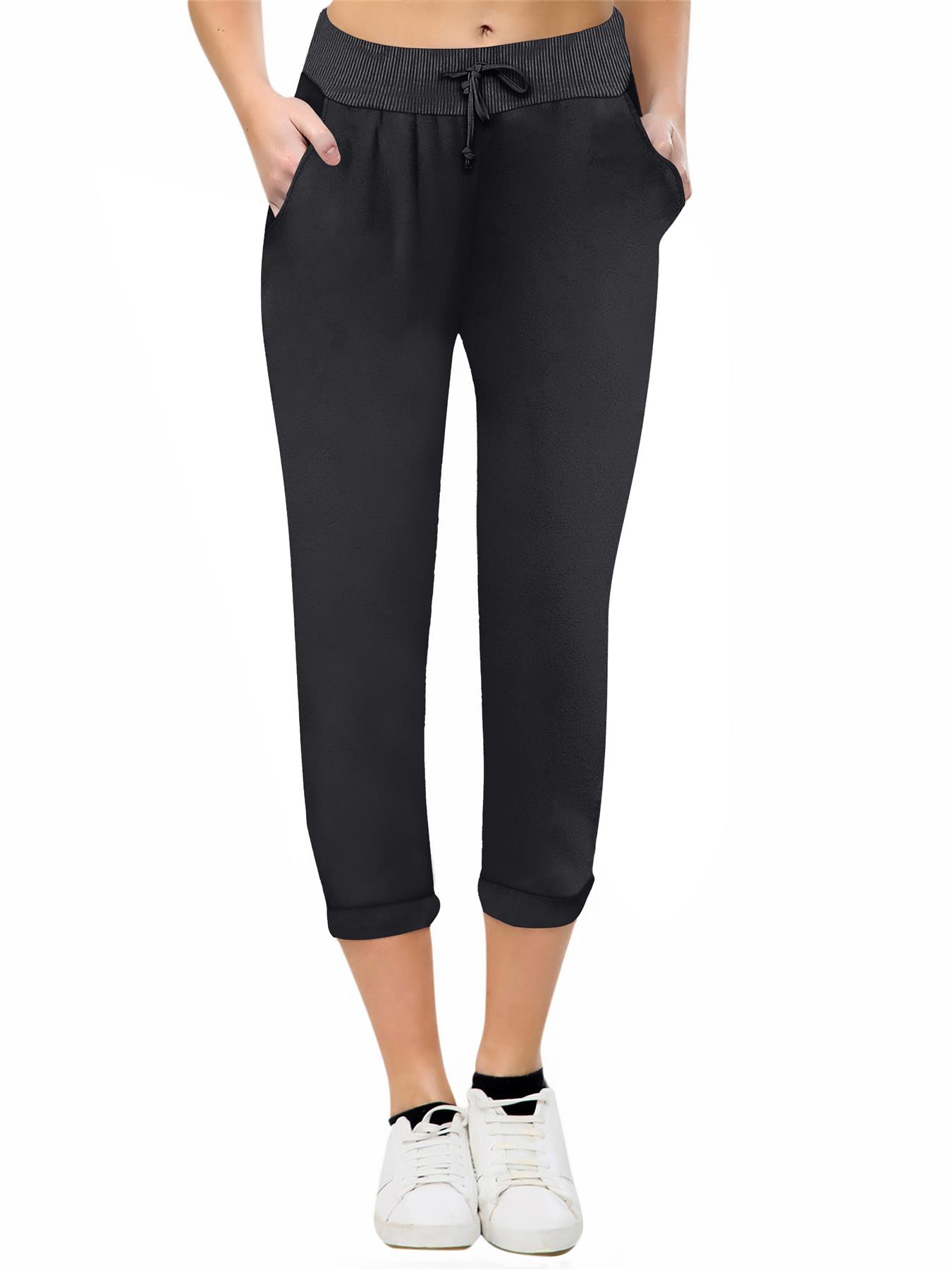 Womens Trousers Drawstring Waist Ladies Gym Pants Lounge Wear Tracksuit Bottoms