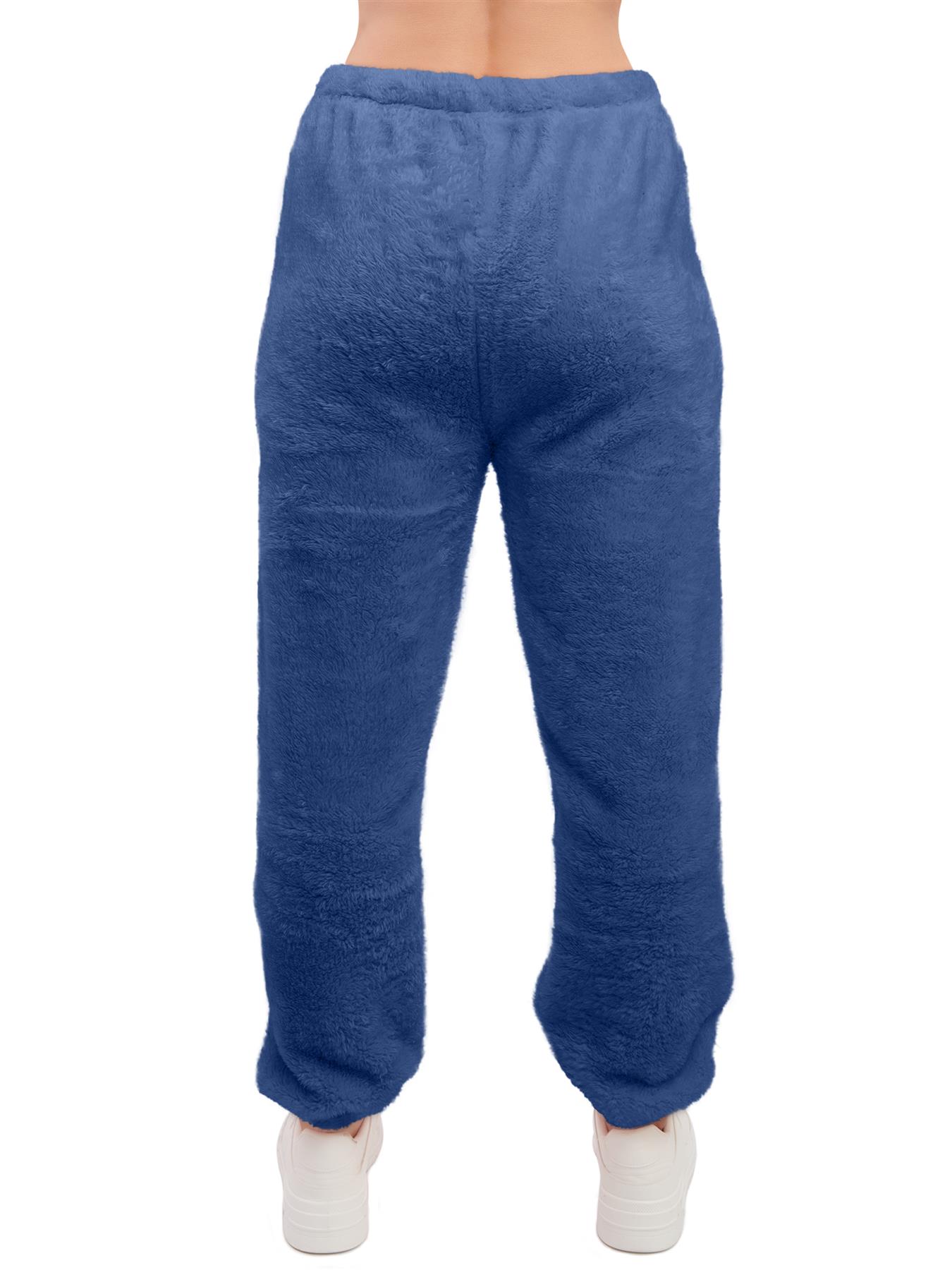 Mujeres Peluche Polar Joggers Invierno Suelto Dobladillo Cierre Damas Ropa de Salón Pantalón Reino Unido - Imagen 23 de 29