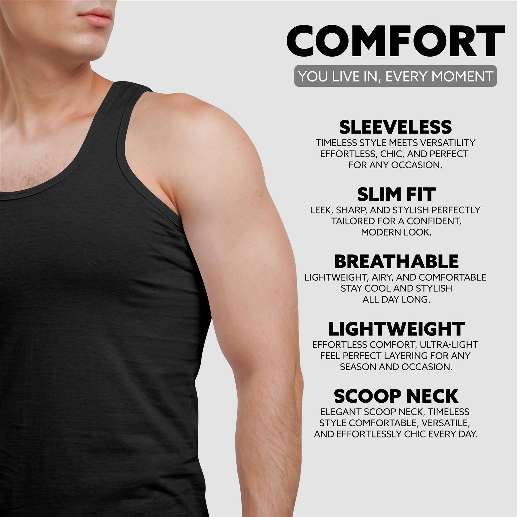 Herren-Unterhemden Trägershirt uni Sommer 100 % Baumwolle Tanktops für Fitnessstudio Training UK - Bild 4 von 6