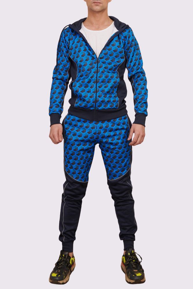 Men's Tracksuit Gradient Colored Pants Ziper With Pcokets Long sleeve Hoodie - Picture 11 of 15