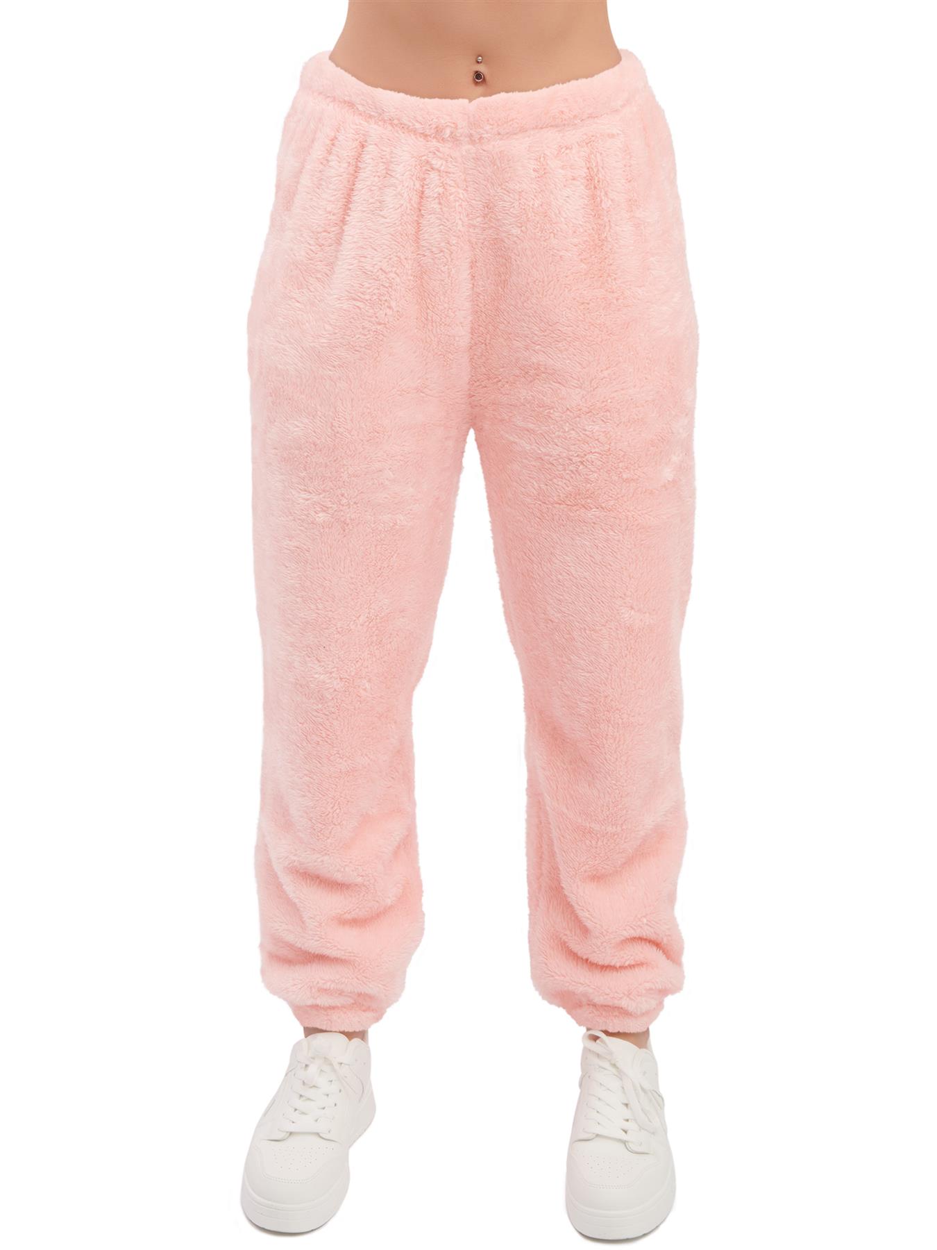 Mujeres Peluche Polar Joggers Invierno Suelto Dobladillo Cierre Damas Ropa de Salón Pantalón Reino Unido - Imagen 4 de 29