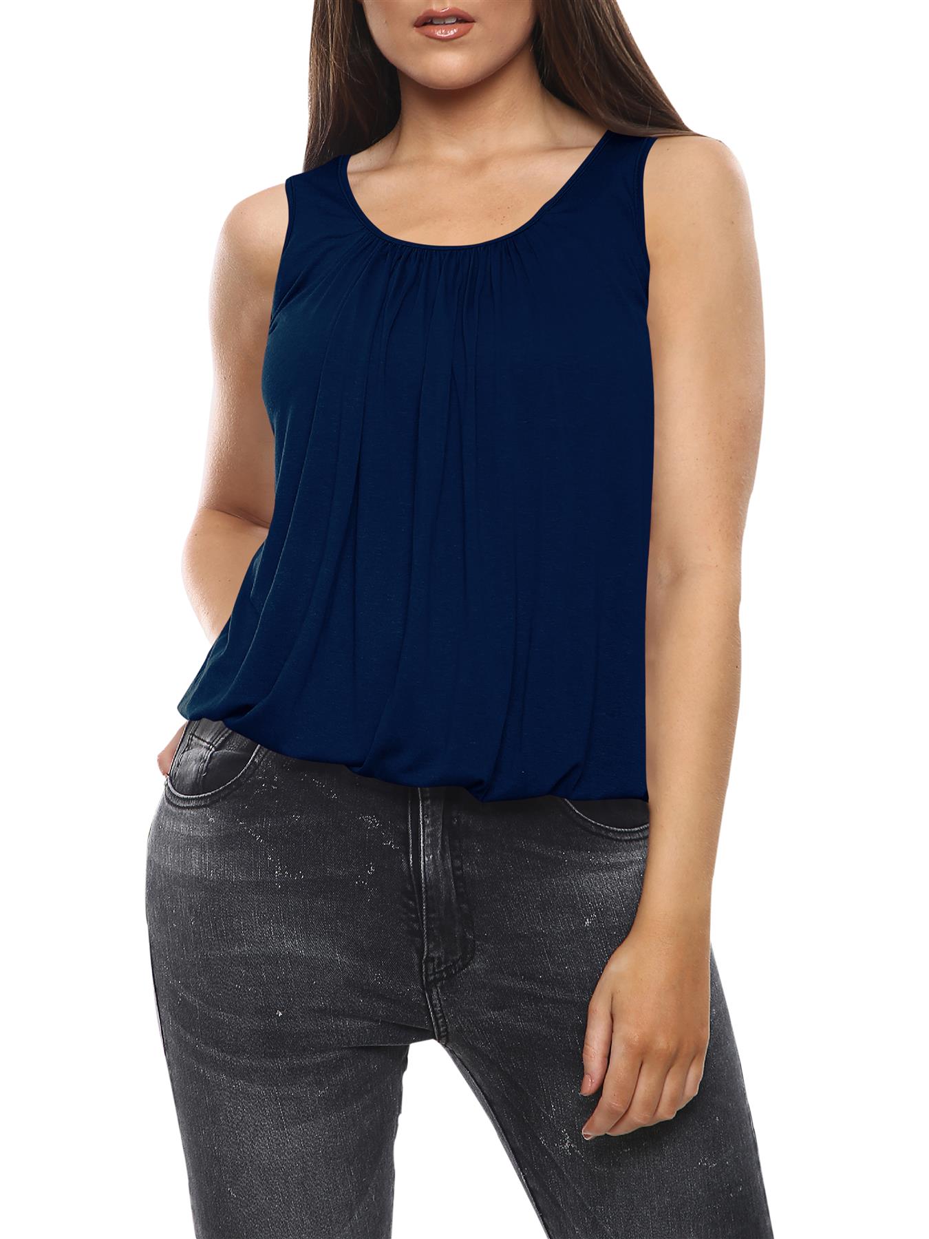 Womens Vest Tops Italian Summer Holiday Loose Fit Camisole Sleeveless Tank Top - Picture 57 of 82
