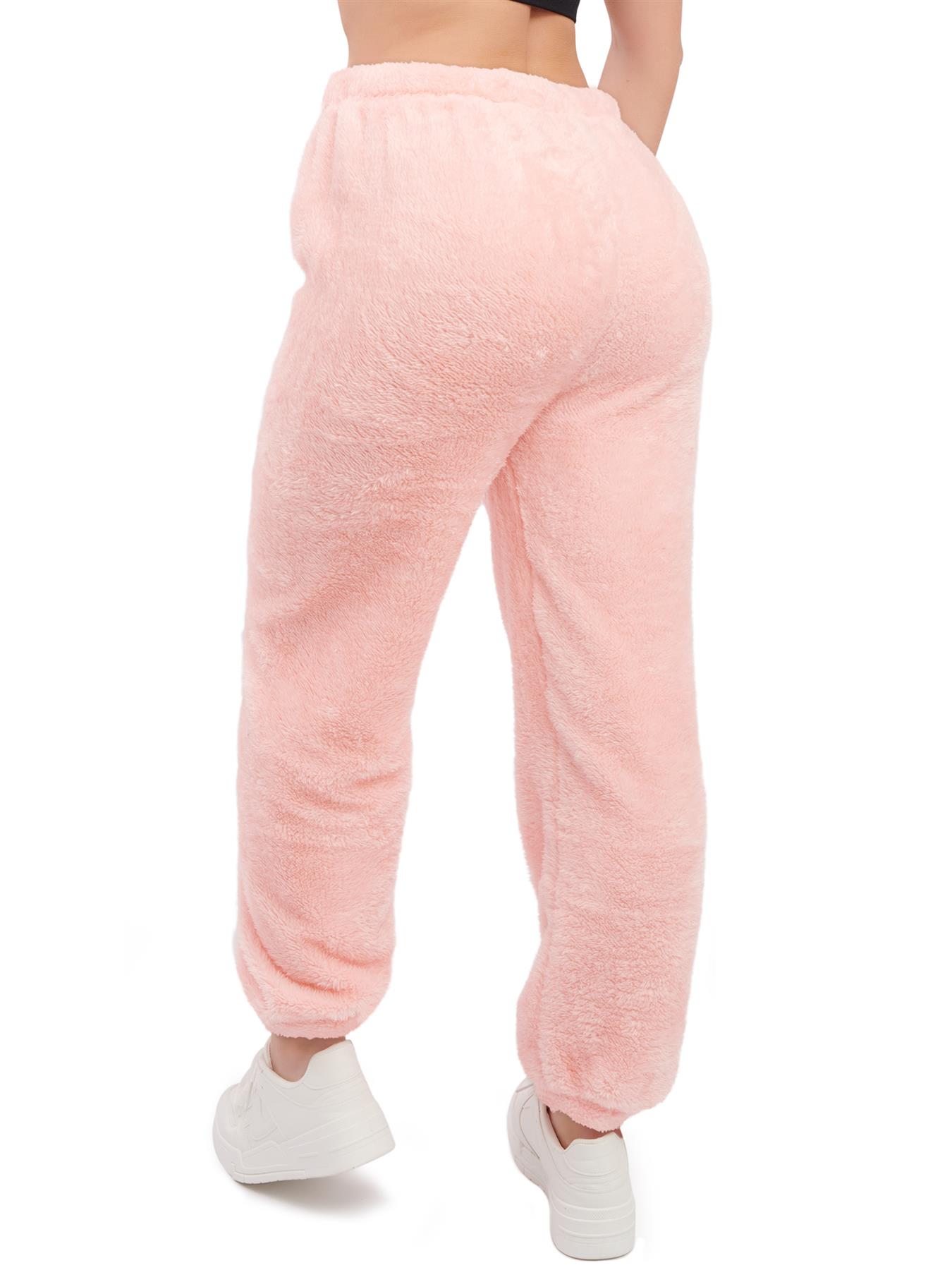 Mujeres Peluche Polar Joggers Invierno Suelto Dobladillo Cierre Damas Ropa de Salón Pantalón Reino Unido - Imagen 3 de 29