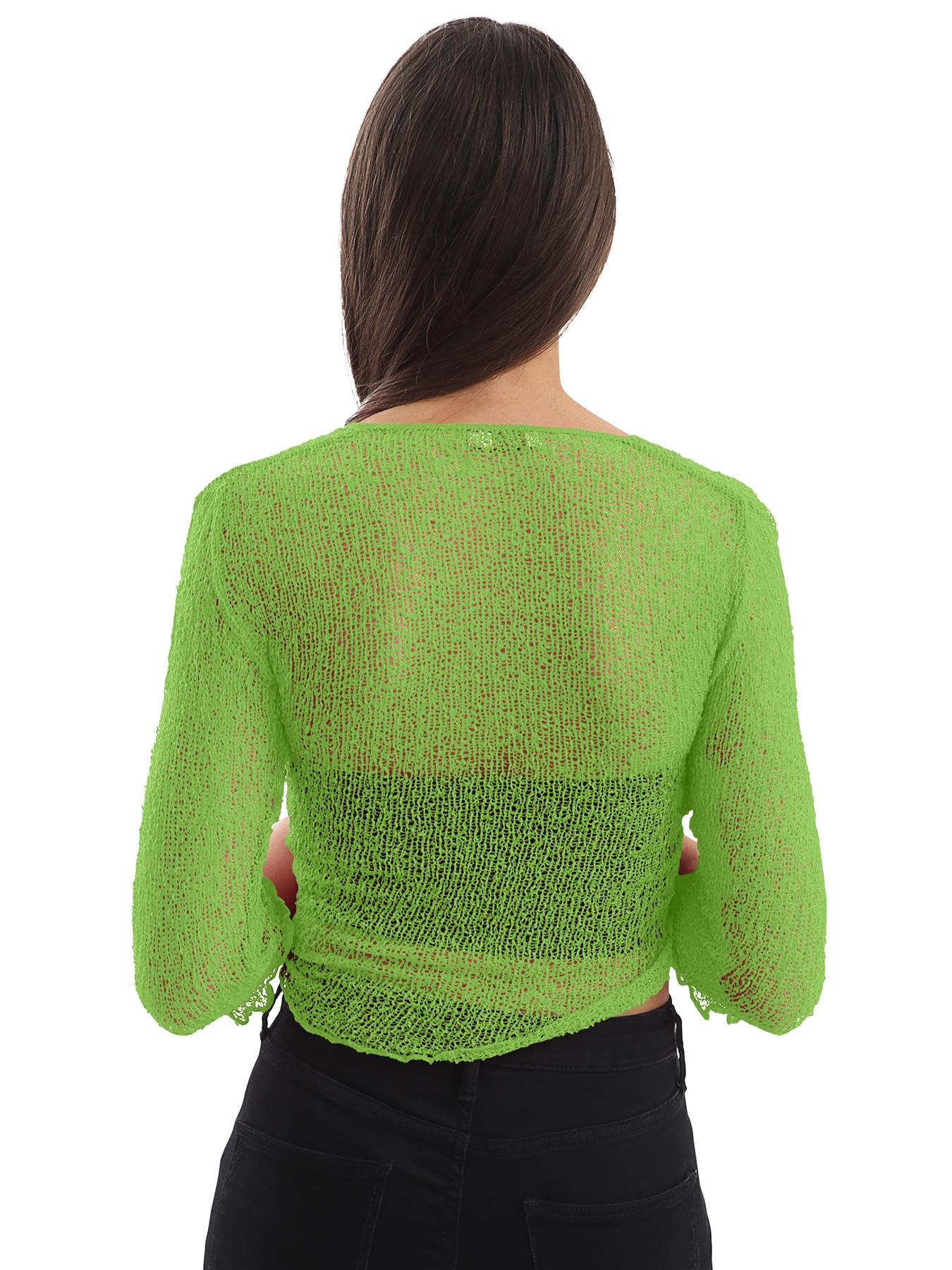 Womens Tie Up Open Front Shrug Ladies Knitted Cropped Bolero beach summer Top - Picture 5 of 169