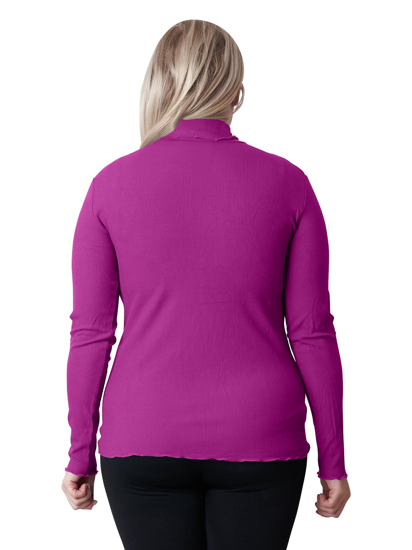 Women's Ribbed Crop Top Viscose Long Sleeve Summer Plain Roll Neck Jumper - Picture 18 of 45