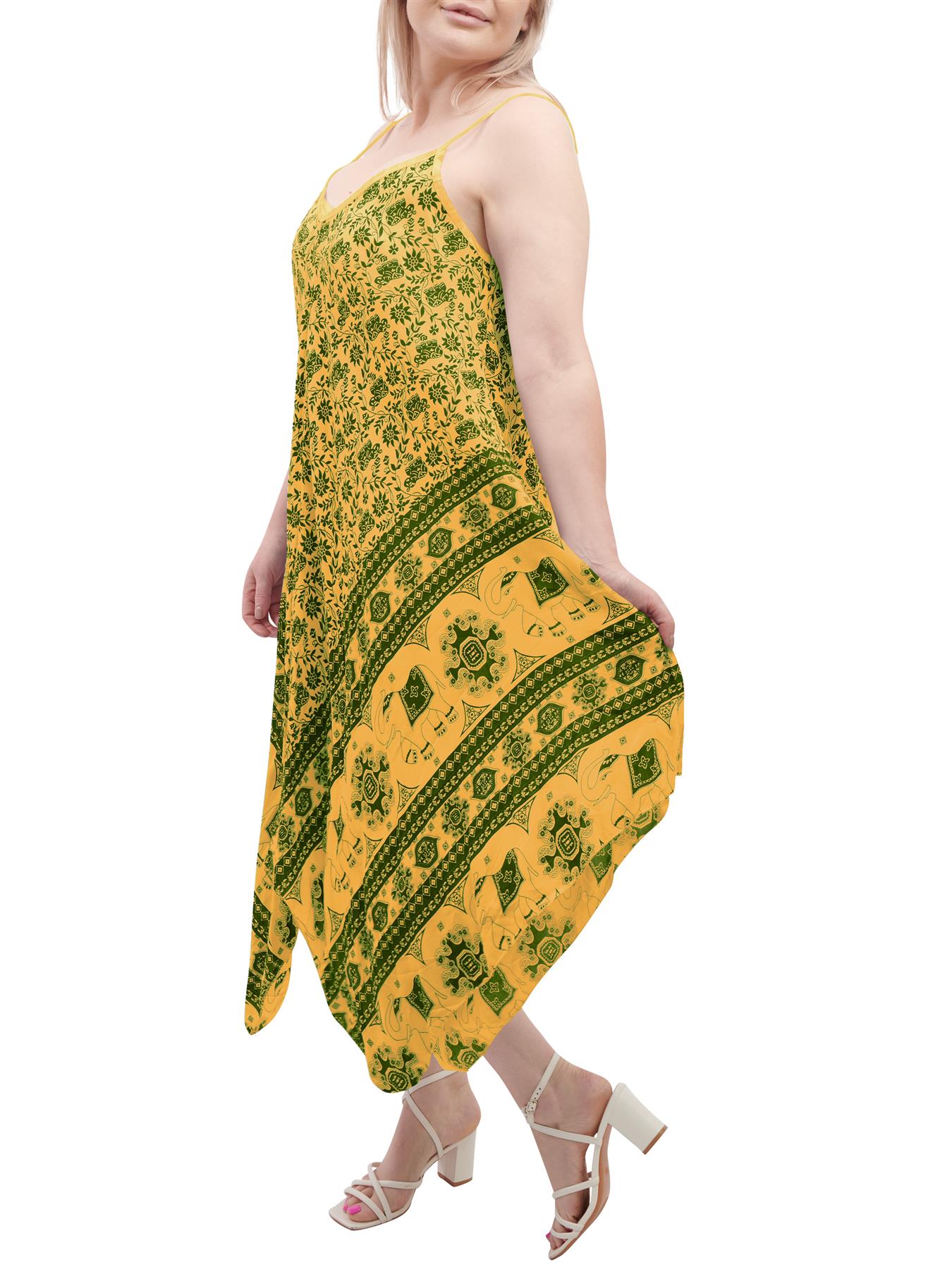Womens Sleeveless Italian V Neck Hanky Dress Elephant Print Strappy Summer Maxi - Picture 50 of 72