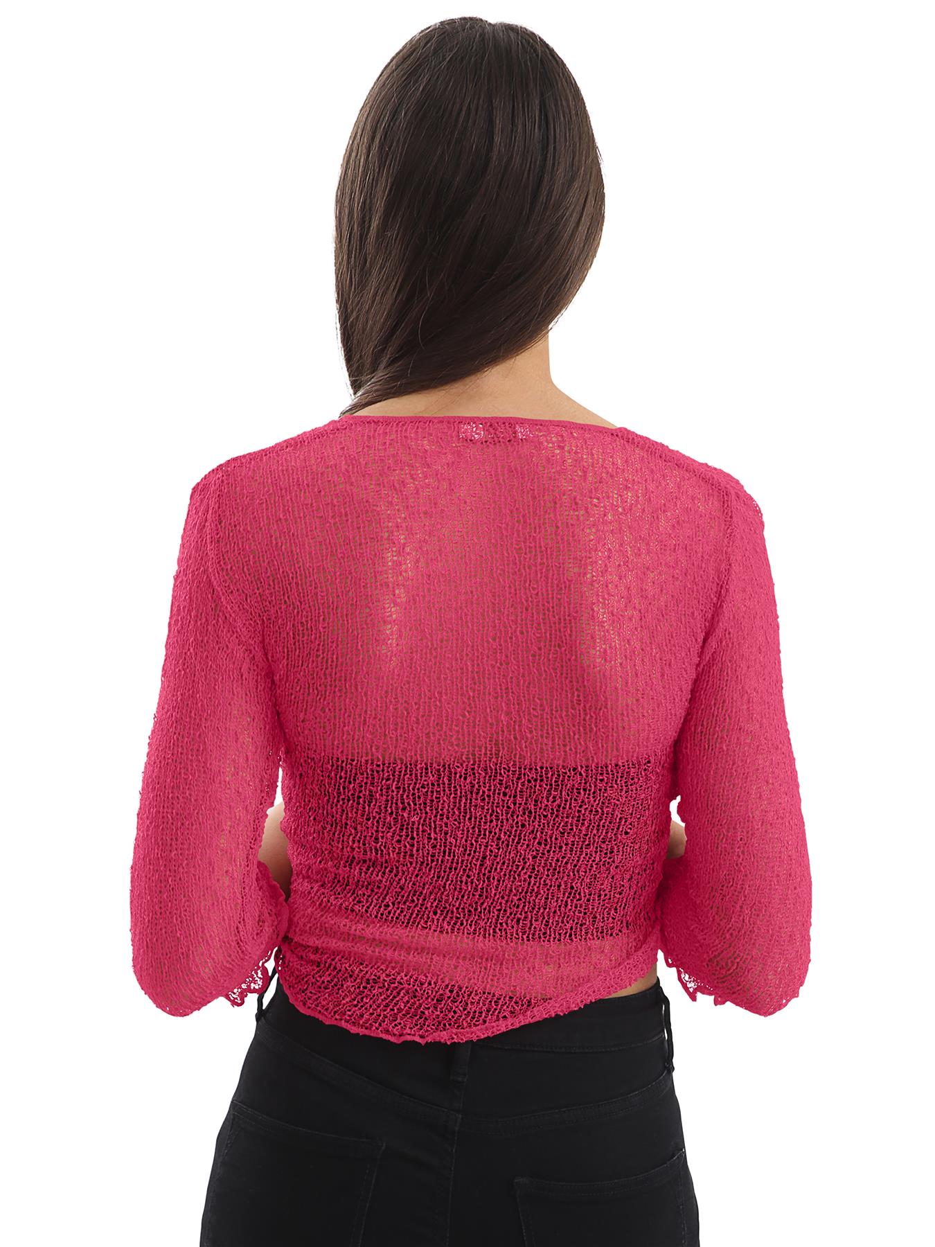 Womens Tie Up Open Front Shrug Ladies Knitted Cropped Bolero beach summer Top - Picture 133 of 169