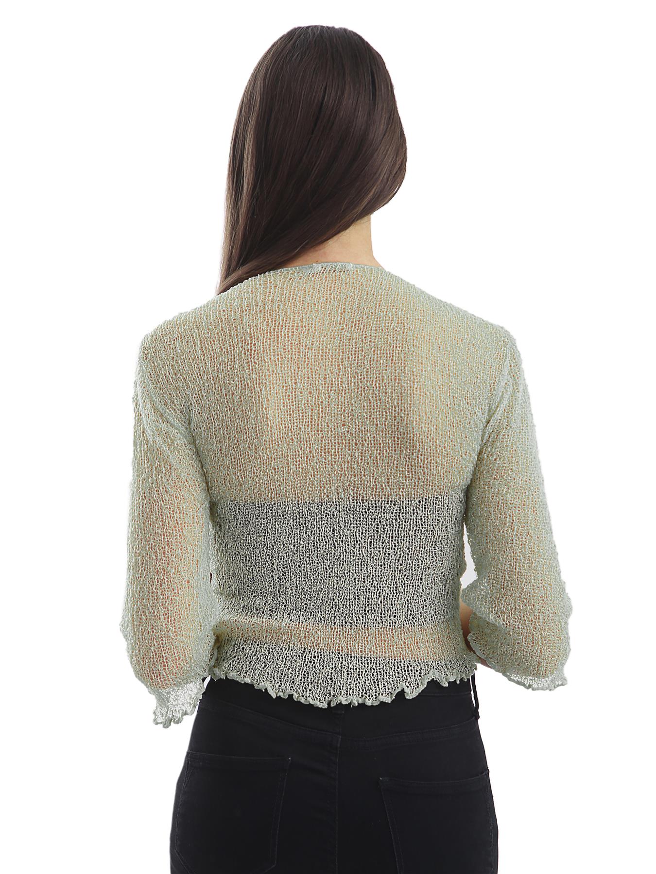 Womens Tie Up Open Front Shrug Ladies Knitted Cropped Bolero beach summer Top - Picture 142 of 169