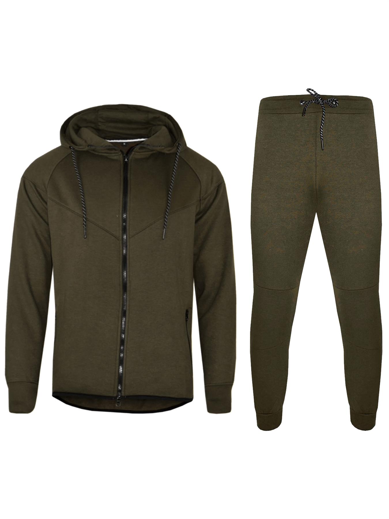 Mens Athletic 2 Piece Tracksuit set Plain Casual Zip up Full Sleeve Hoodie - Picture 13 of 16