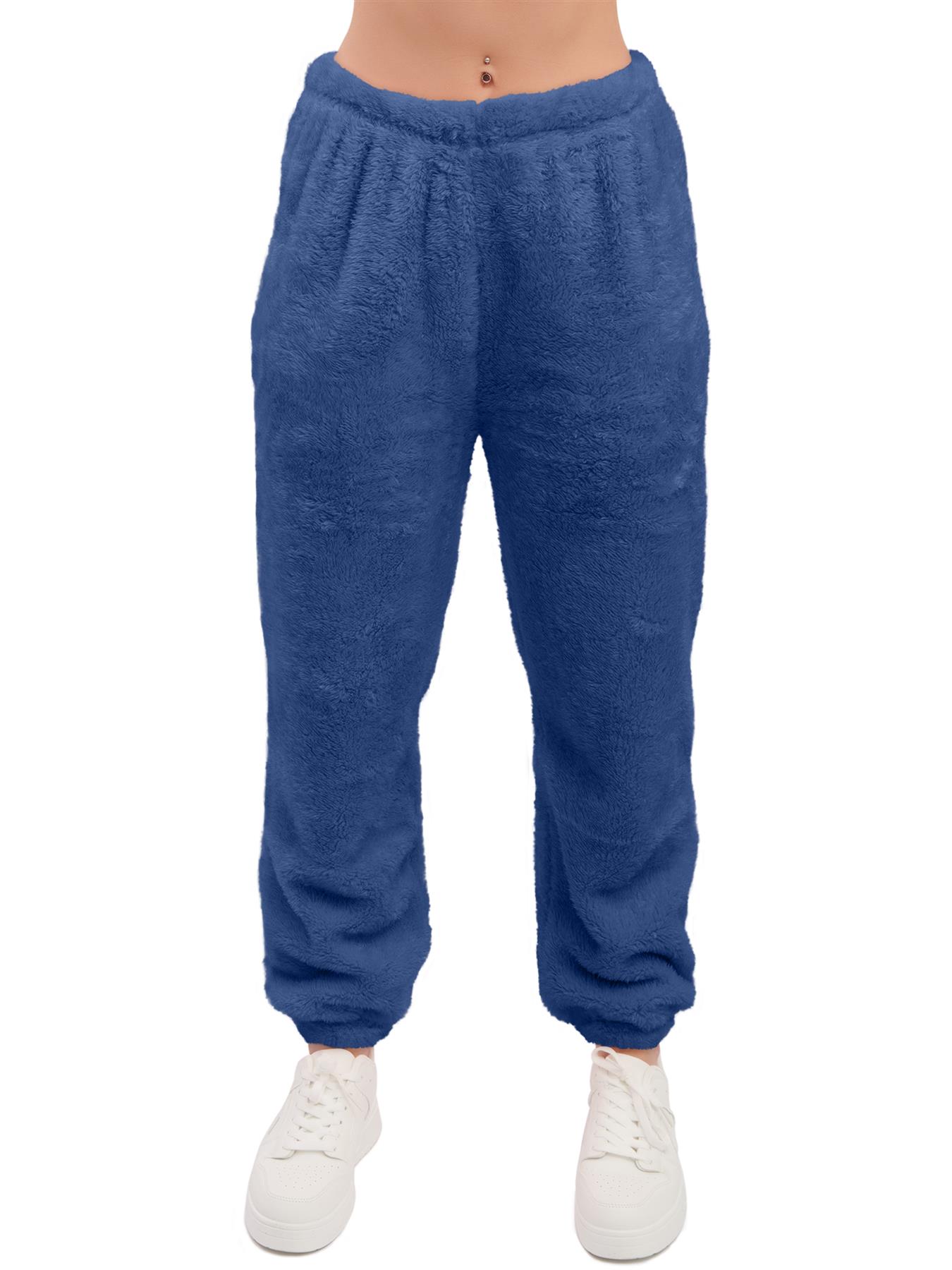 Mujeres Peluche Polar Joggers Invierno Suelto Dobladillo Cierre Damas Ropa de Salón Pantalón Reino Unido - Imagen 21 de 29