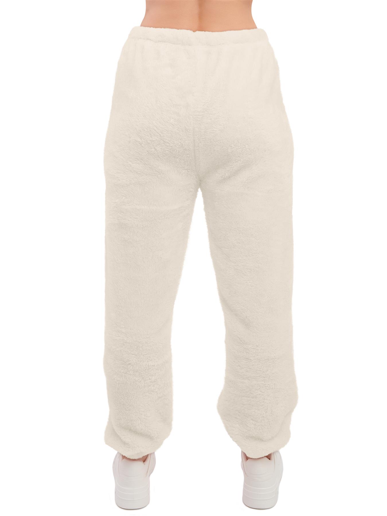 Mujeres Peluche Polar Joggers Invierno Suelto Dobladillo Cierre Damas Ropa de Salón Pantalón Reino Unido - Imagen 11 de 29