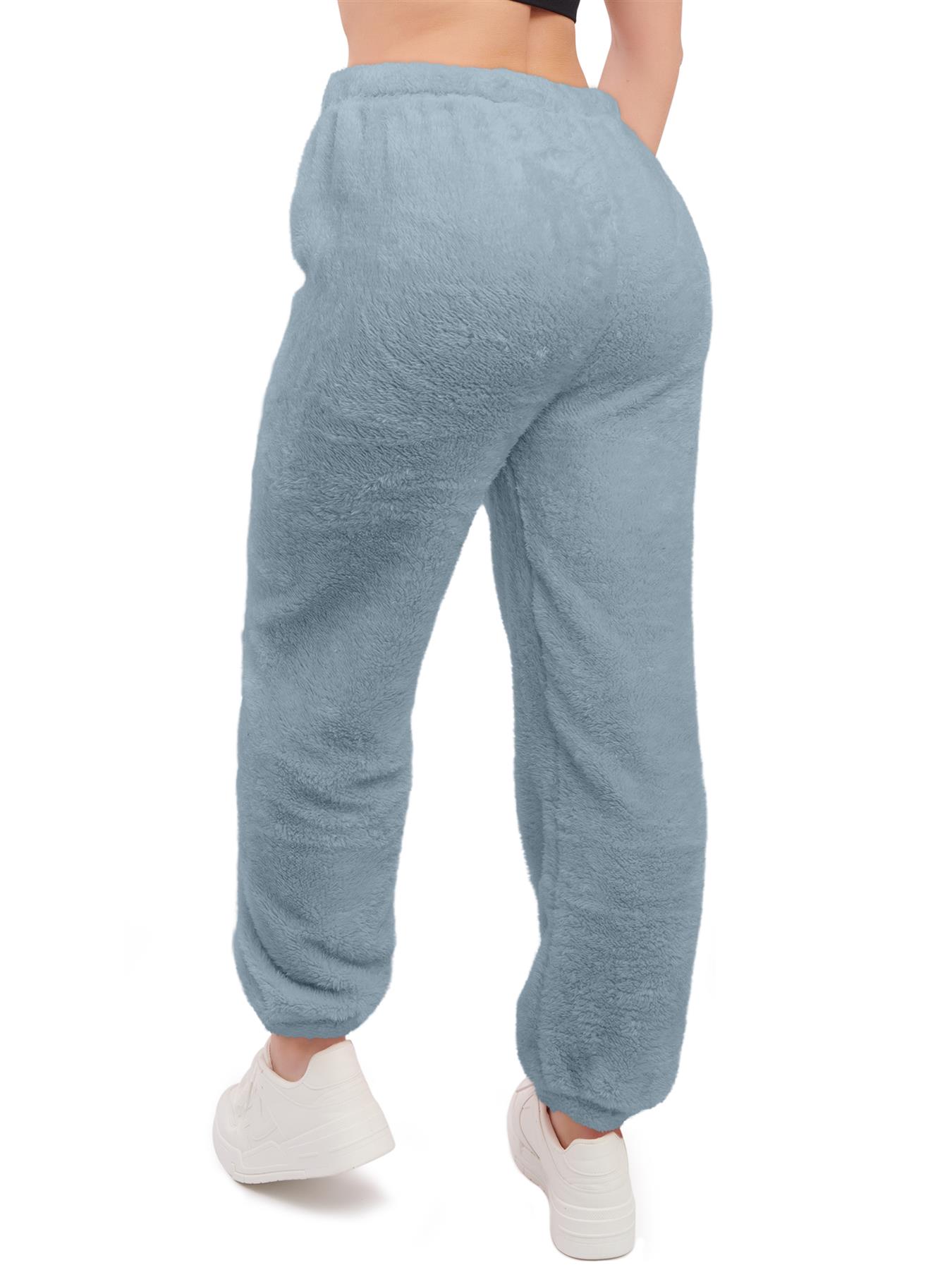 Mujeres Peluche Polar Joggers Invierno Suelto Dobladillo Cierre Damas Ropa de Salón Pantalón Reino Unido - Imagen 15 de 29