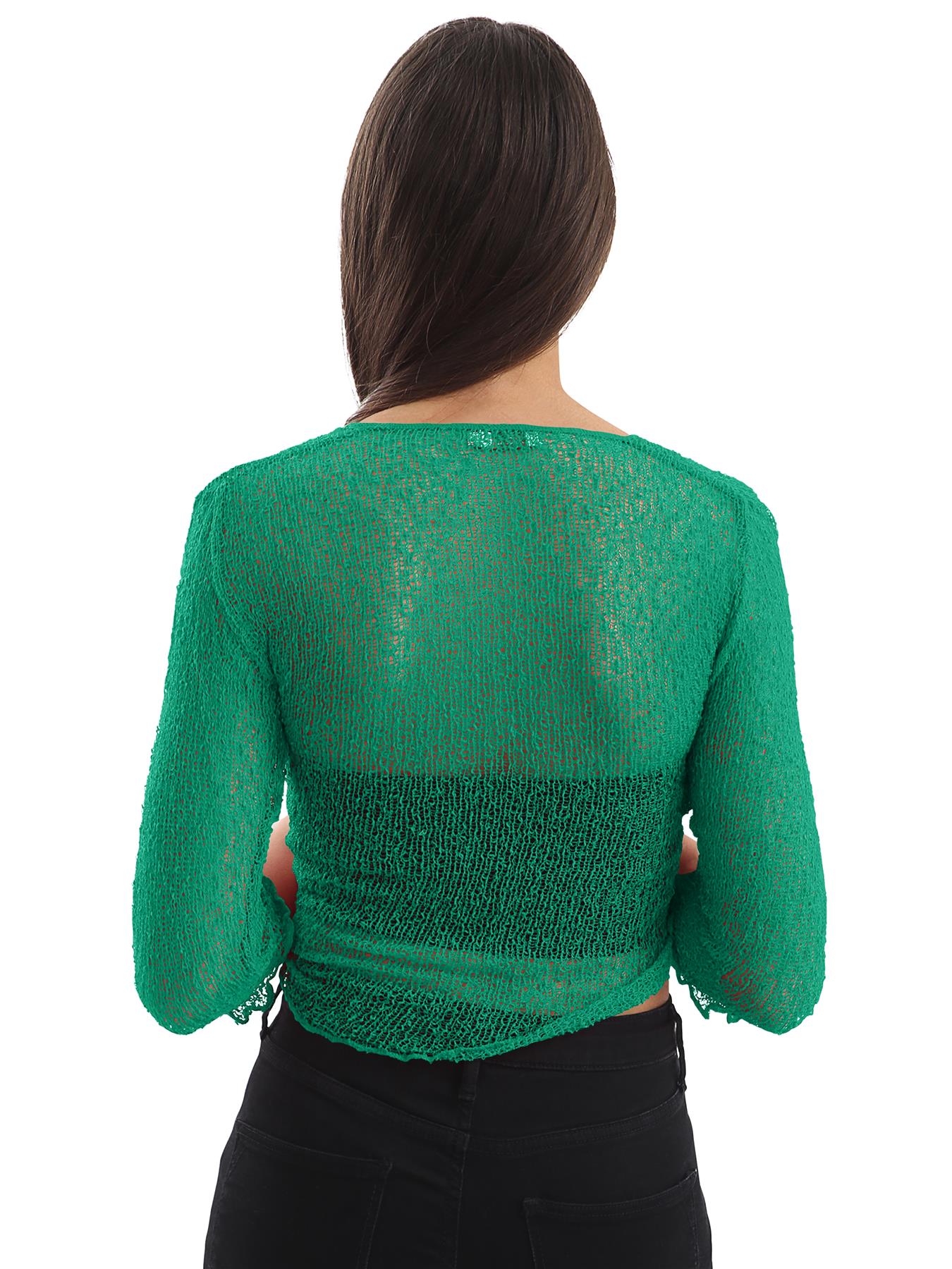 Womens Tie Up Open Front Shrug Ladies Knitted Cropped Bolero beach summer Top - Picture 66 of 169