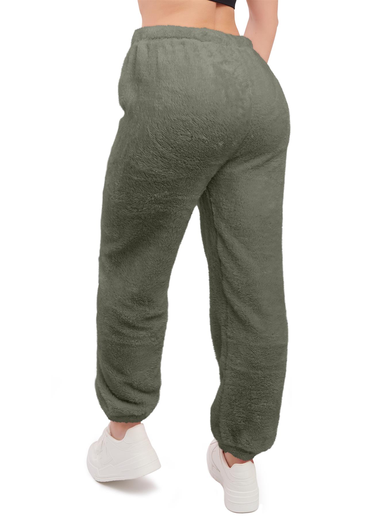 Mujeres Peluche Polar Joggers Invierno Suelto Dobladillo Cierre Damas Ropa de Salón Pantalón Reino Unido - Imagen 18 de 29