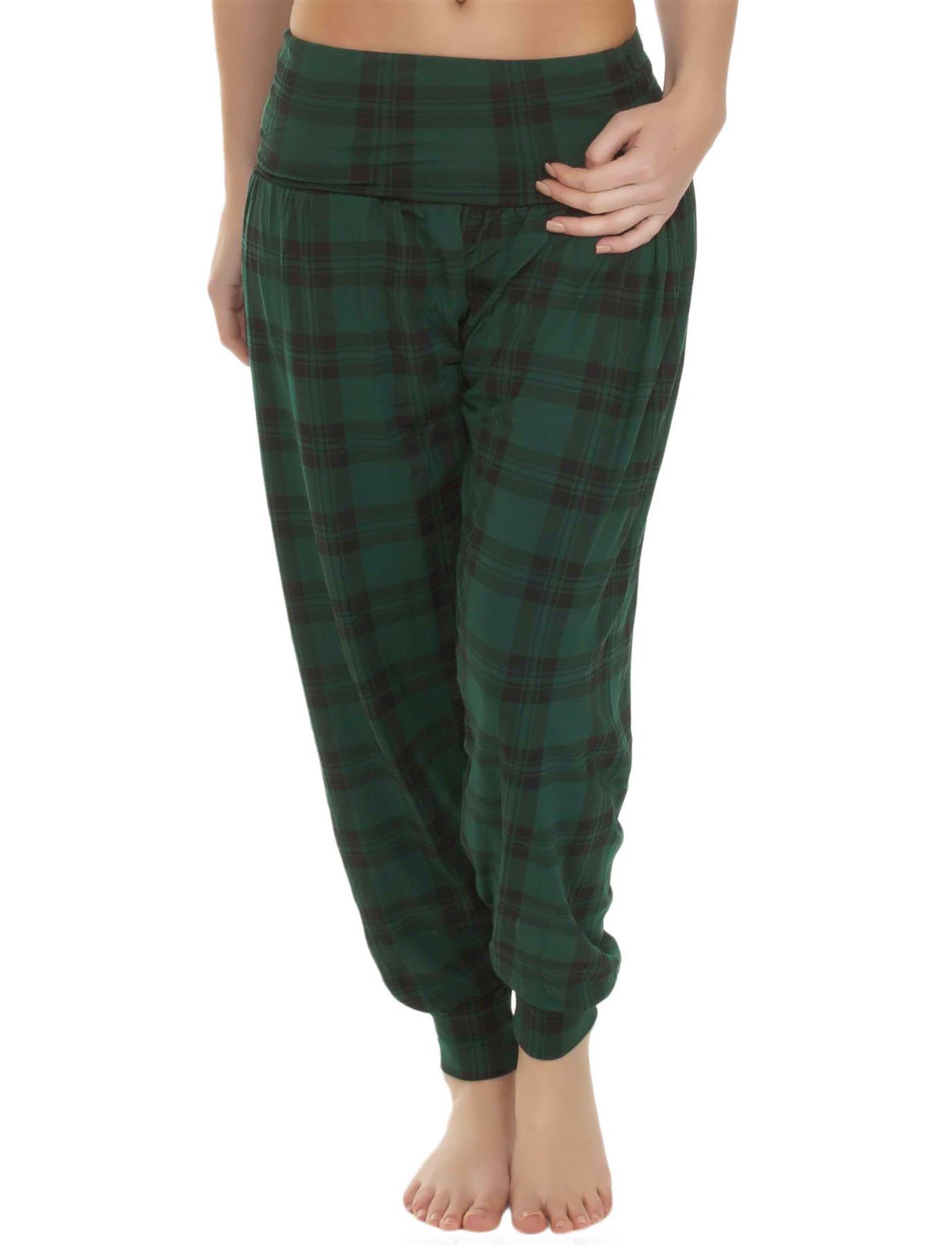 Womens Tartan Print Loose Baggy Style Long Pant Ali Baba Harem Trouser Plus Size - Picture 6 of 20