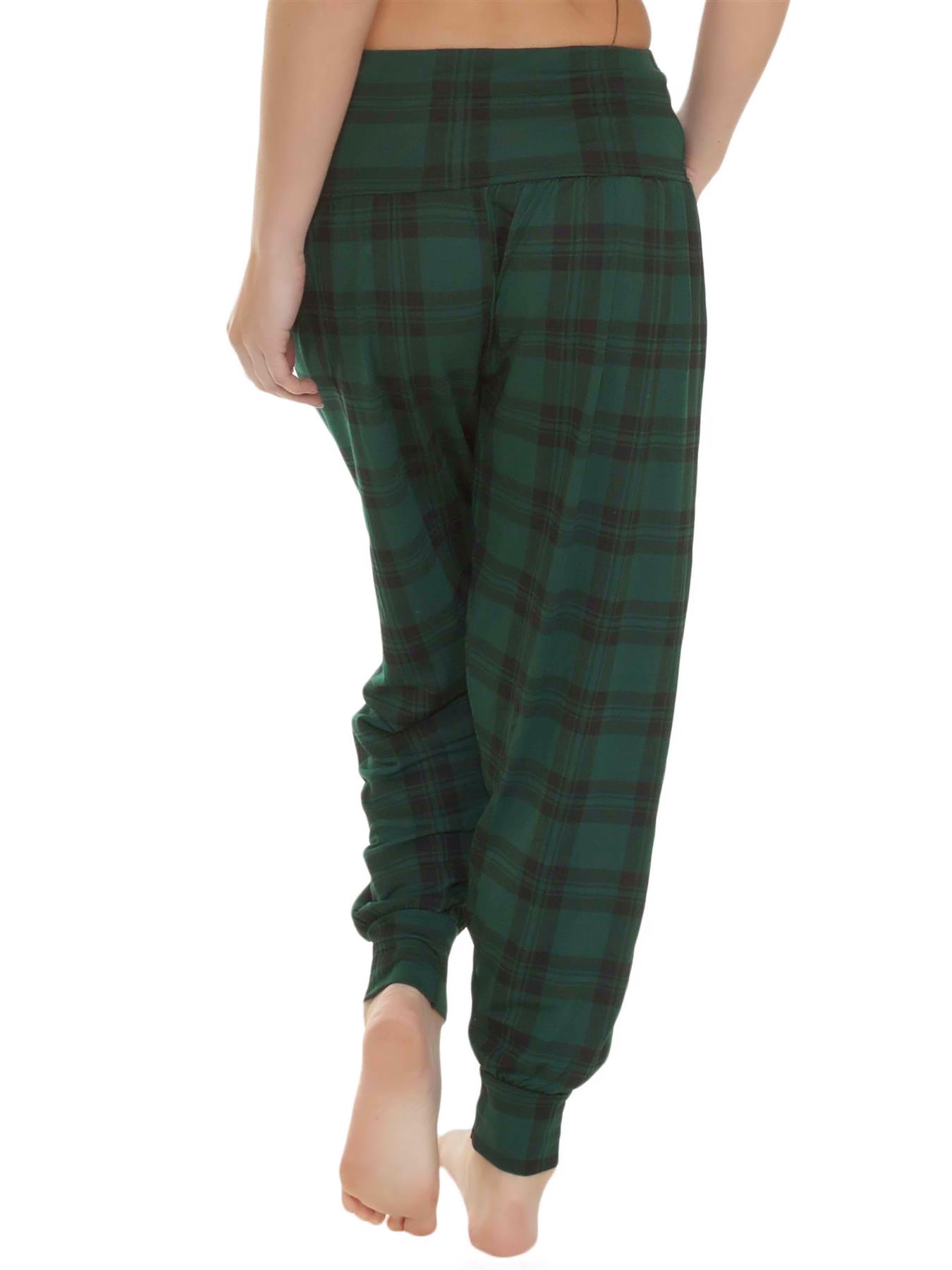 Womens Tartan Print Loose Baggy Style Long Pant Ali Baba Harem Trouser Plus Size - Picture 10 of 20