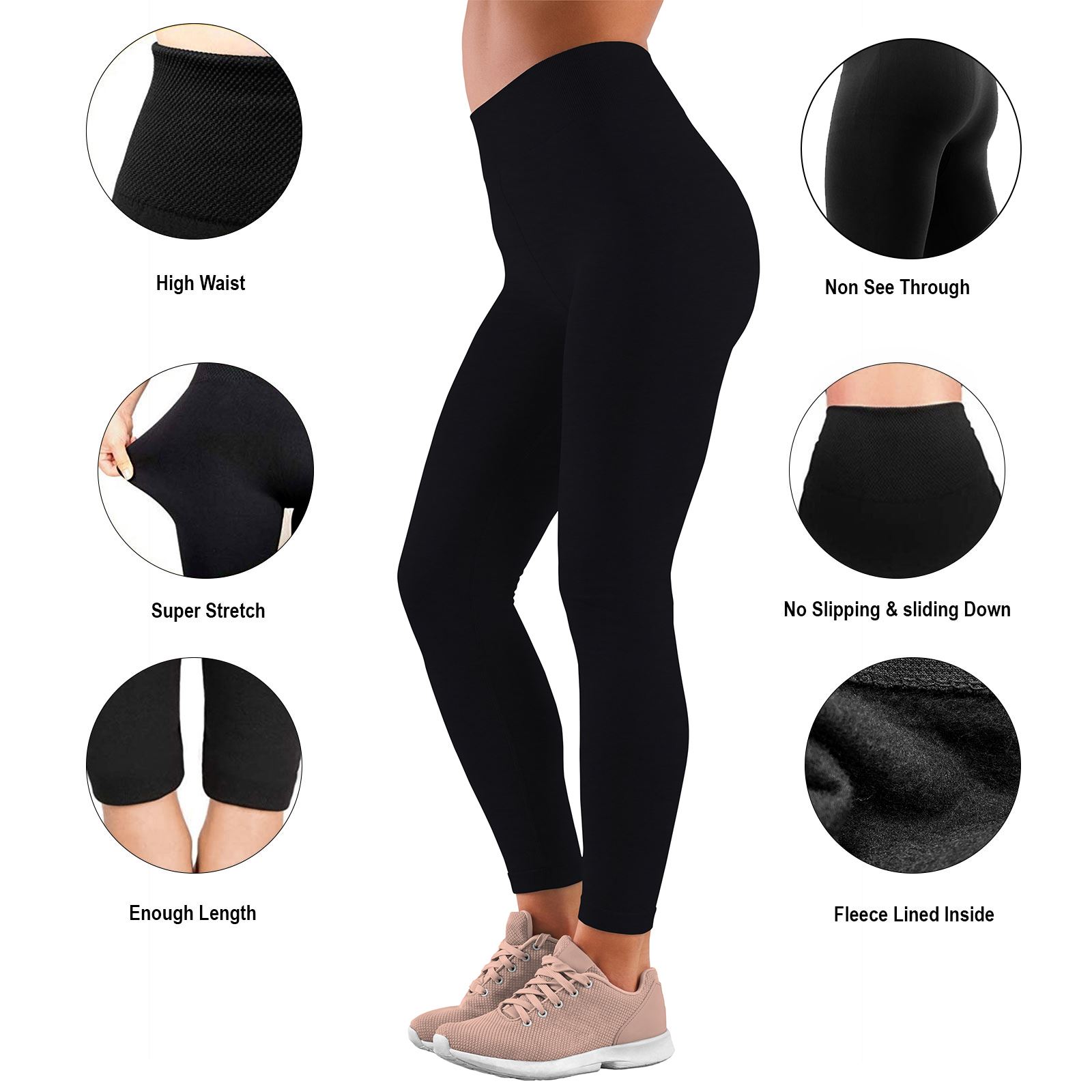 Womens Leggings Ladies Tummy Control High Waist Plus Size New Plain Pants Lot UK - Picture 4 of 15
