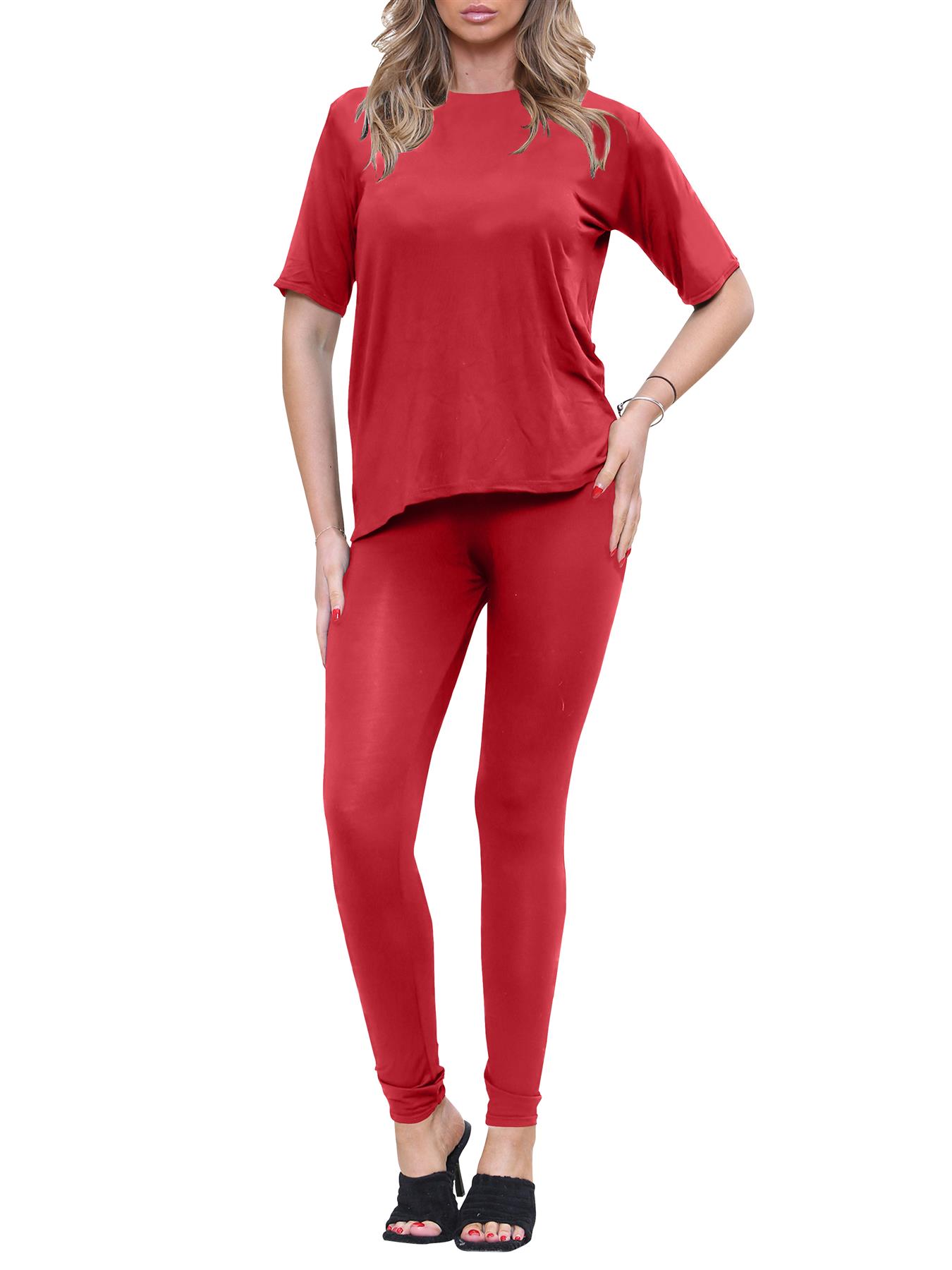 2 Piece Womens Plain Co-ord Set Summer Slim Fit Short Sleeve Loungewear Set - Picture 18 of 119