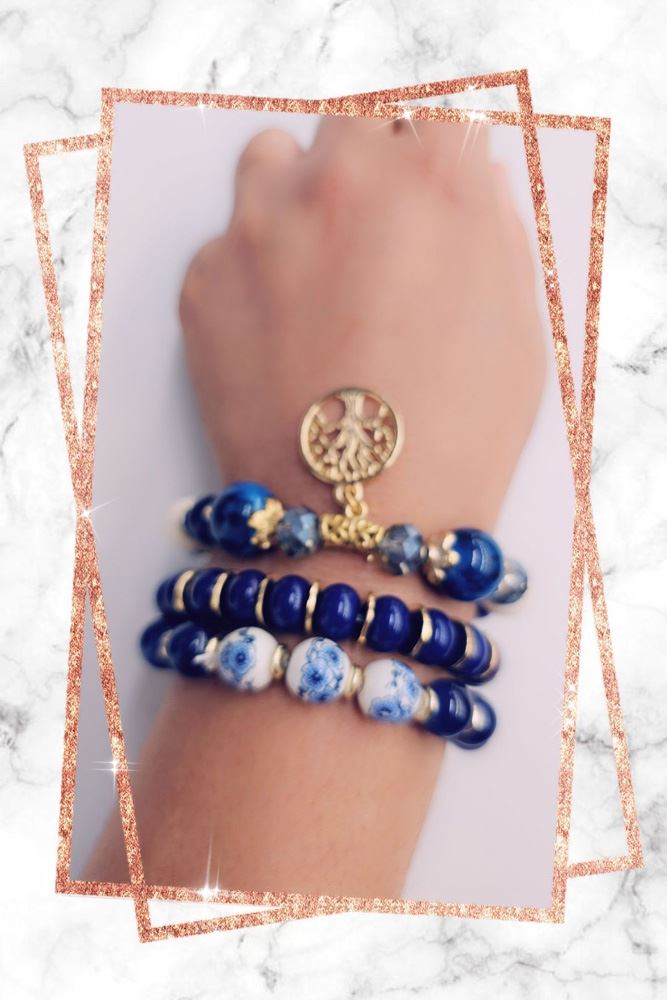 LMF 3Pcs/Set Boho Tree Pendant Bracelet Girls Chic Beaded Bangle - Picture 5 of 6