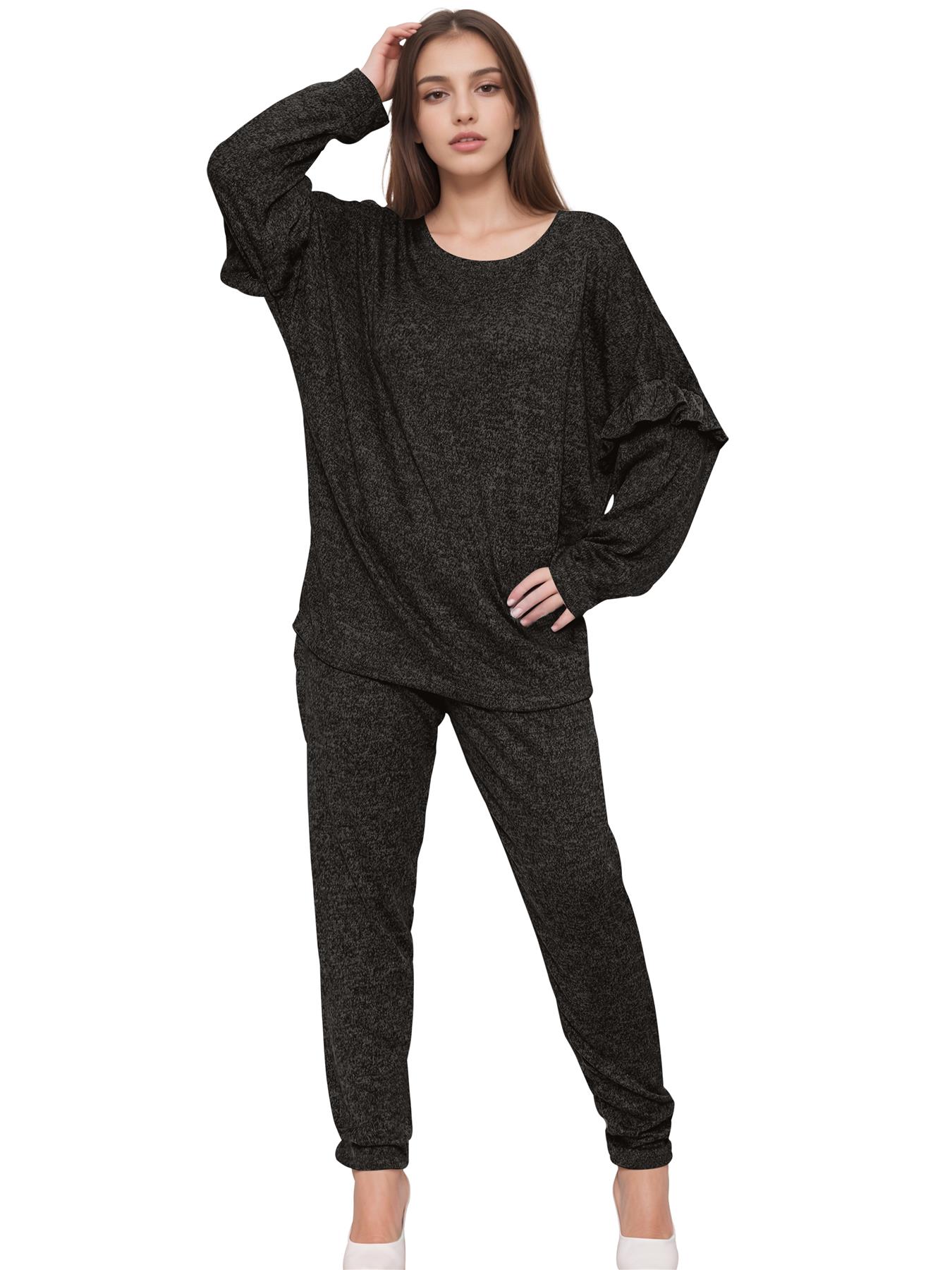 2 Piece Ladies Italian Activewear Tracksuit Summer Casual Long Sleeve Crew Neck - Picture 4 of 38