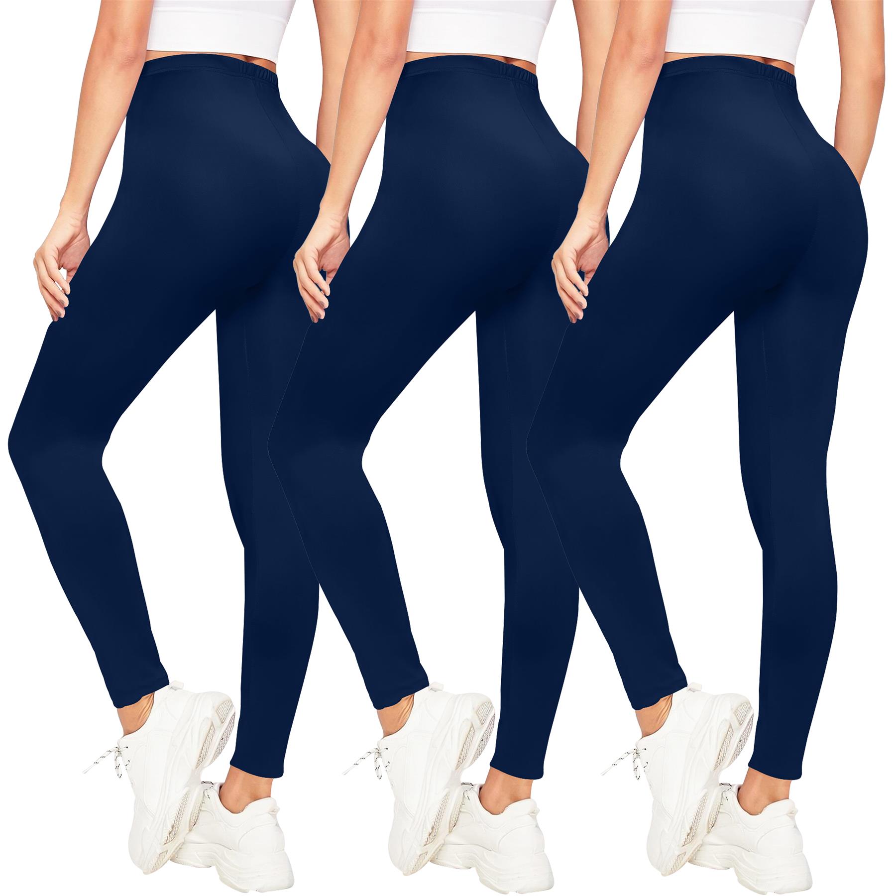 Womens High Waist Viscose Plain Full Length Leggings Stretchy Soft Elasticated - Picture 56 of 70