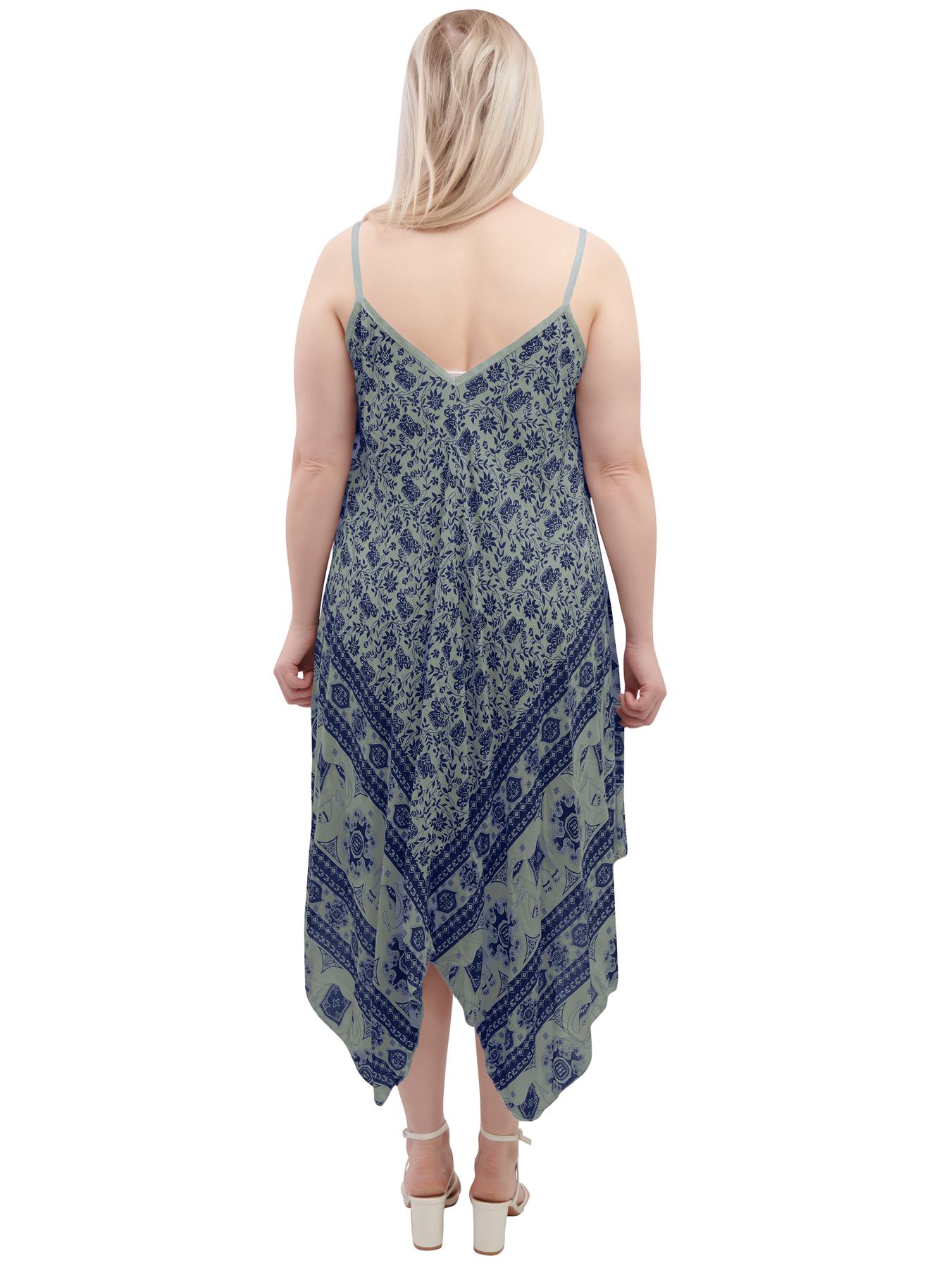 Womens Sleeveless Italian V Neck Hanky Dress Elephant Print Strappy Summer Maxi - Picture 39 of 72