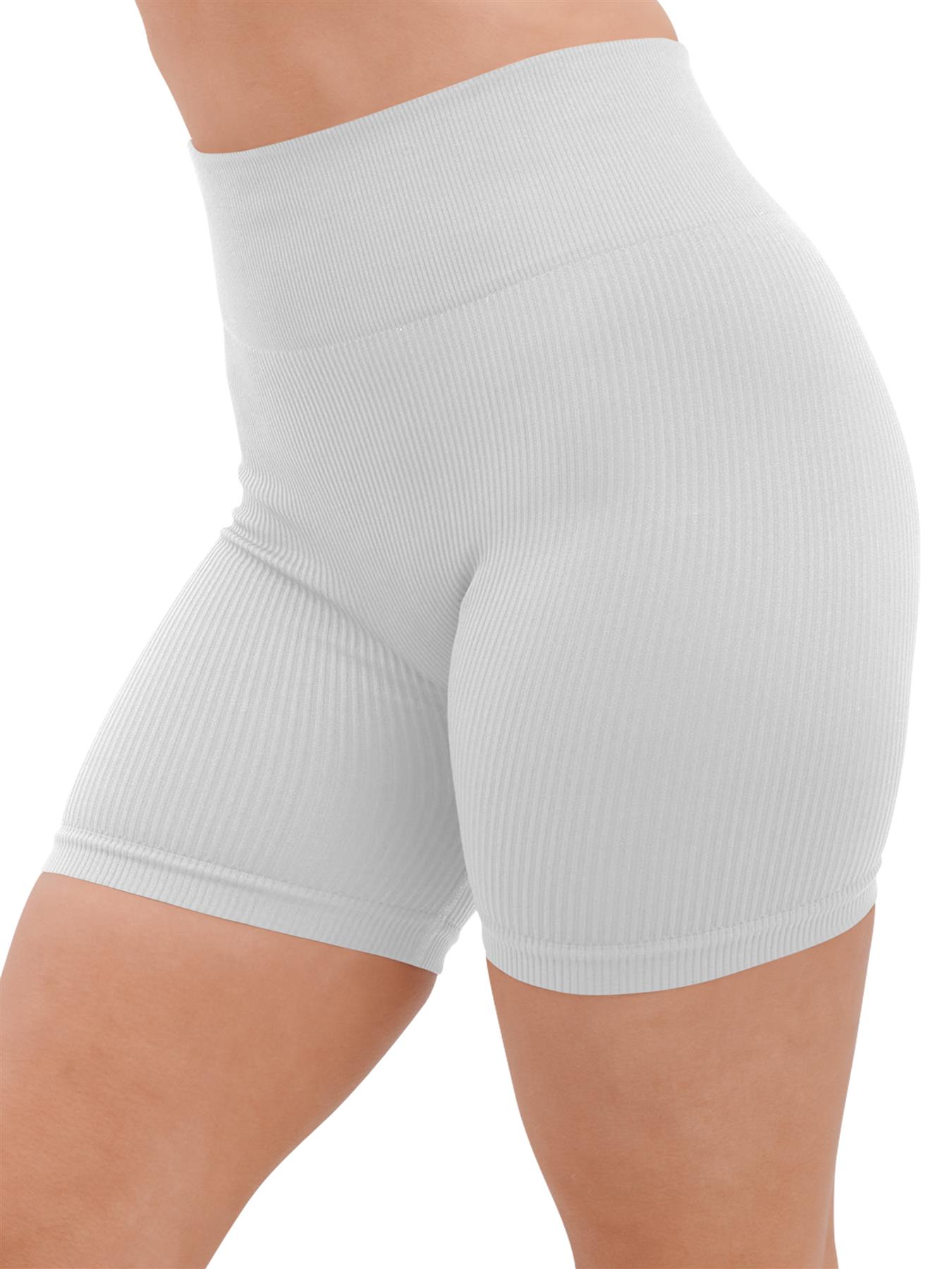 Damen Sport Radhose Gerippt Hohe Taille Gym Sommer Shorts Gummizug - Bild 17 von 19