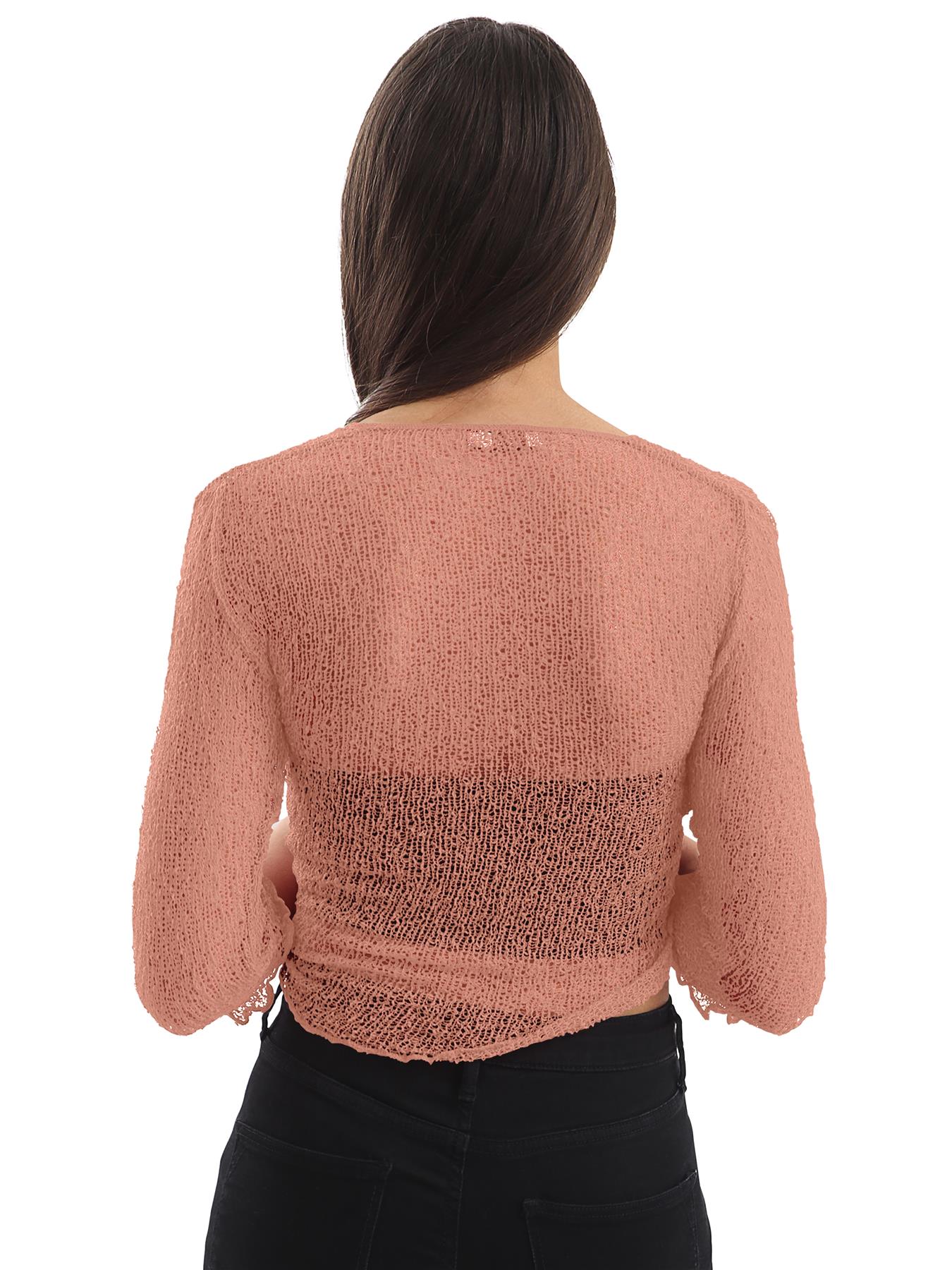 Womens Tie Up Open Front Shrug Ladies Knitted Cropped Bolero beach summer Top - Picture 29 of 169