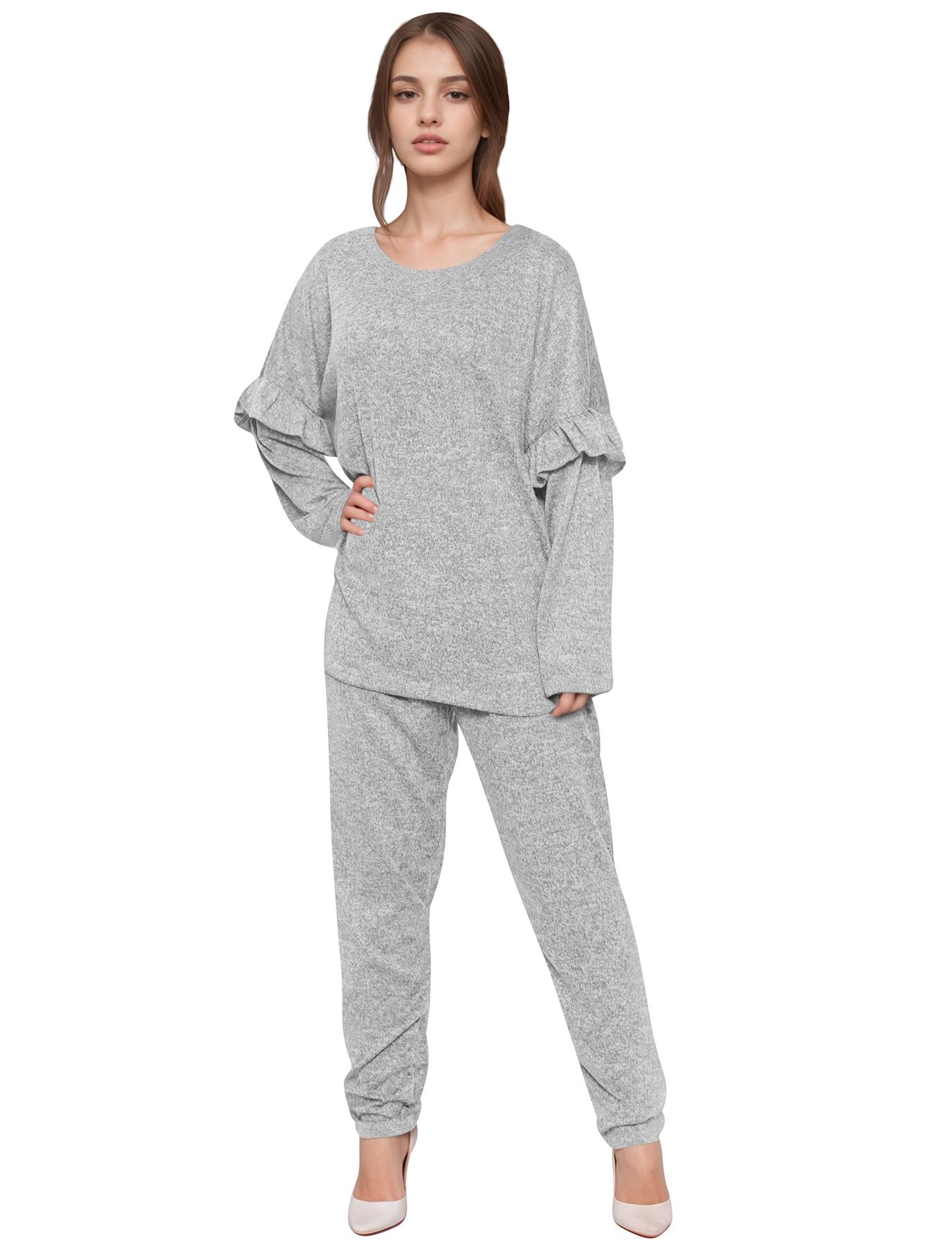 2 Piece Ladies Italian Activewear Tracksuit Summer Casual Long Sleeve Crew Neck - Picture 21 of 38