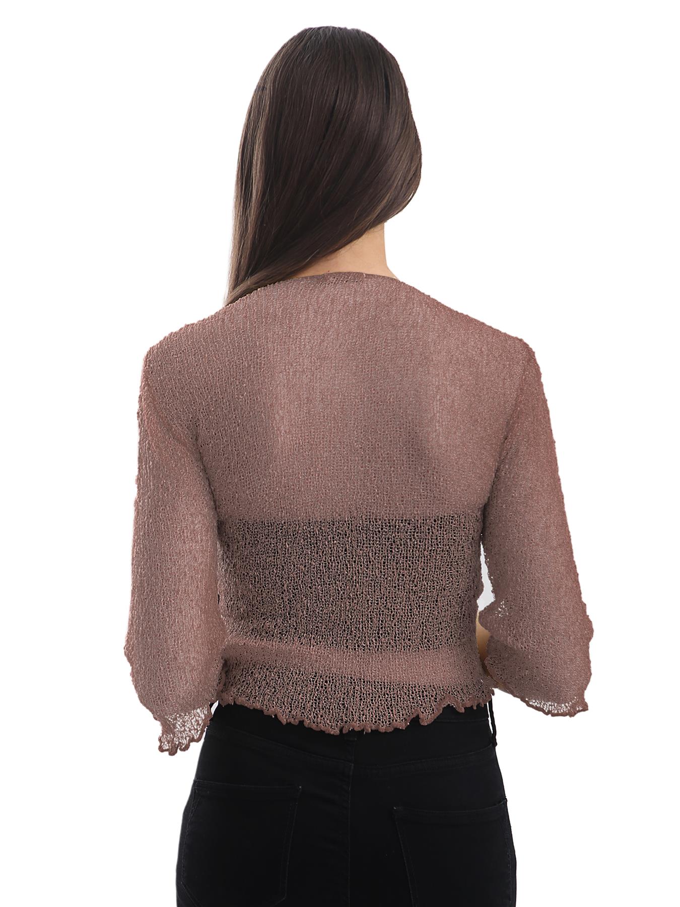 Womens Tie Up Open Front Shrug Ladies Knitted Cropped Bolero beach summer Top - Picture 154 of 169