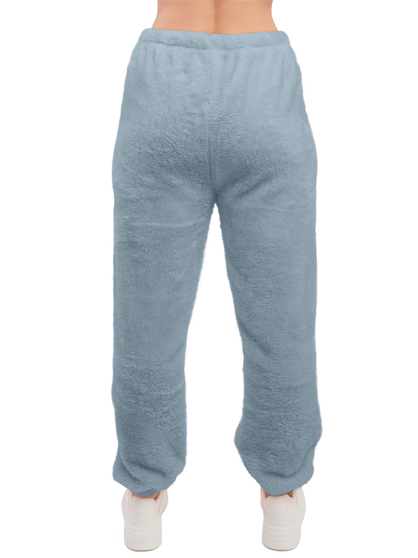 Mujeres Peluche Polar Joggers Invierno Suelto Dobladillo Cierre Damas Ropa de Salón Pantalón Reino Unido - Imagen 17 de 29