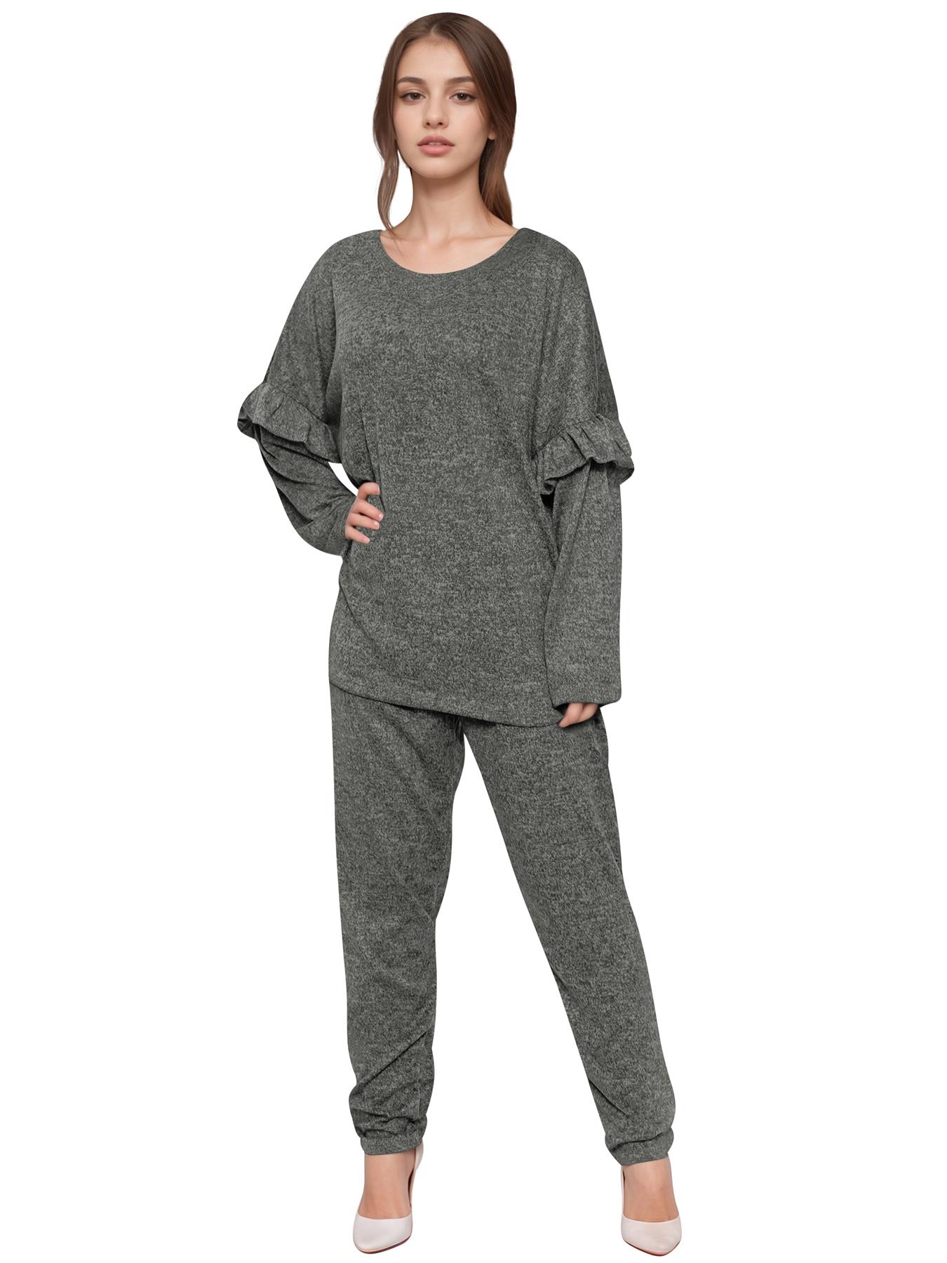 2 Piece Ladies Italian Activewear Tracksuit Summer Casual Long Sleeve Crew Neck - Picture 18 of 38