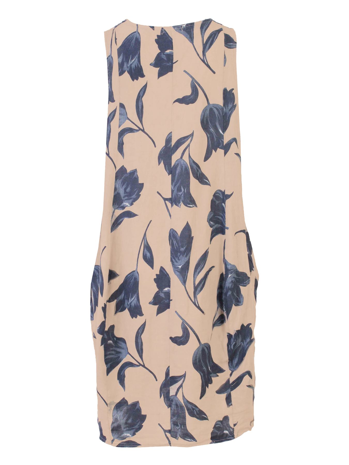 Damen Tulpen Print kleid Frau Blumenmuster Crew Hals Italienisch Moda Lagenlook