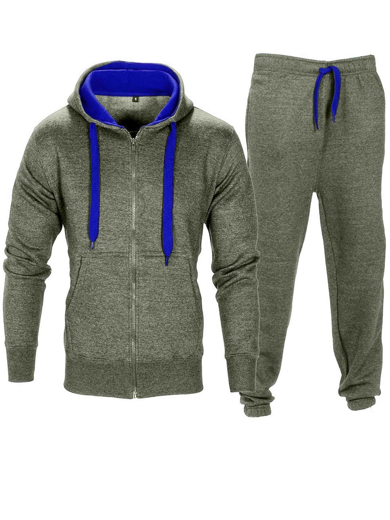 Men Full Zip Hoodie Set Jogging Sportswear Casual Tracksuit Jogger Sweat Pants - Picture 10 of 20